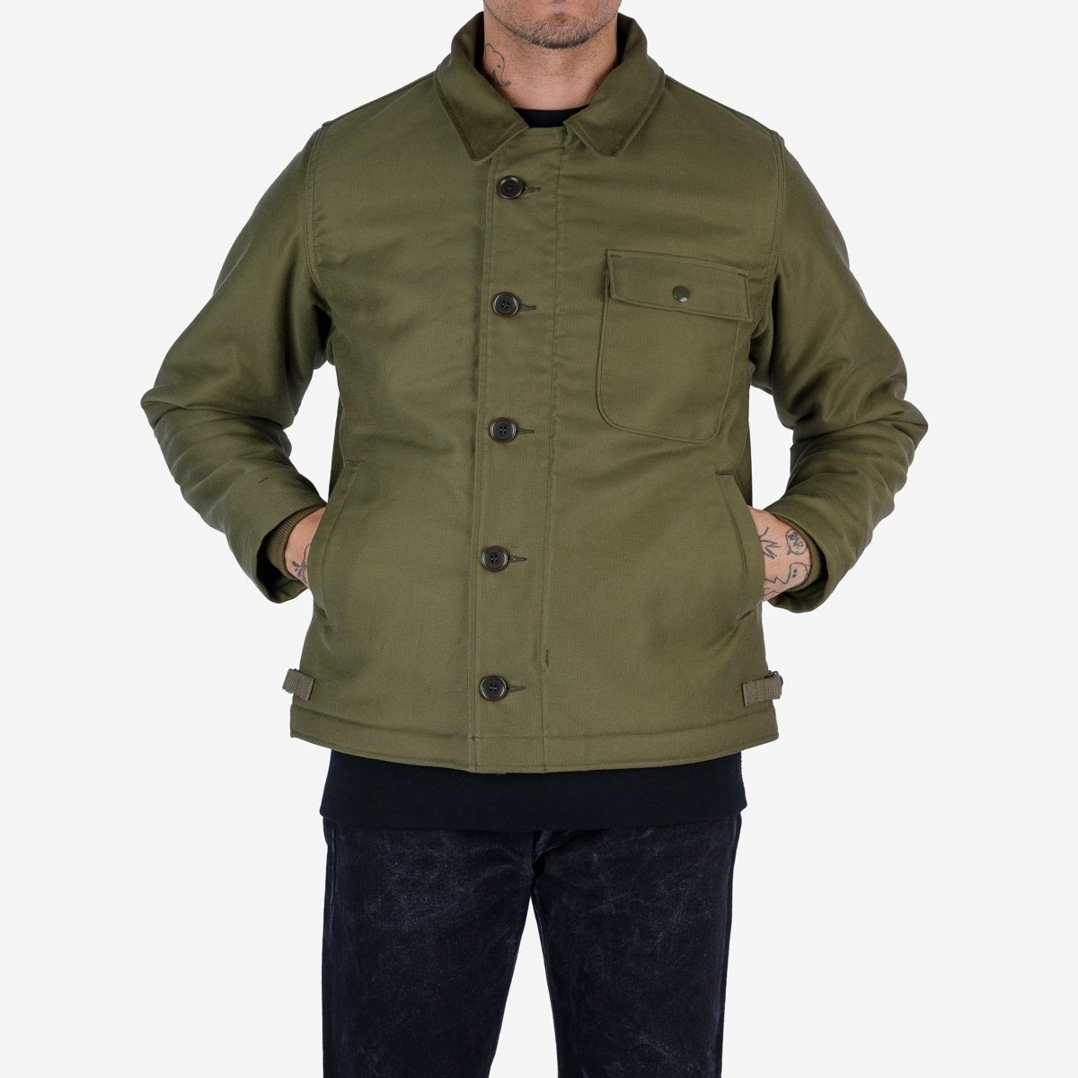 IHM-40-GRN Whipcord A2 Deck Jacket - Olive Drab Green - 3