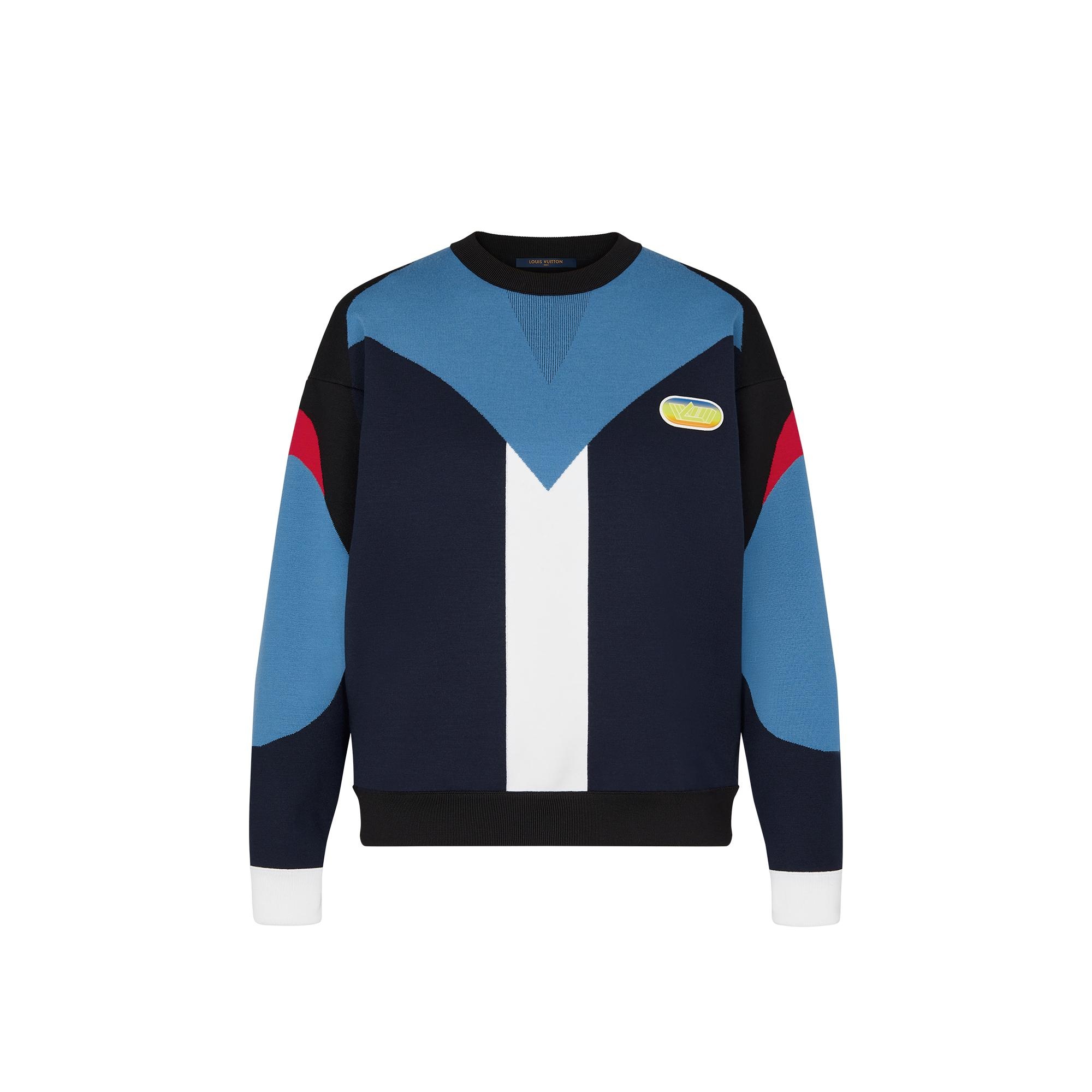 Graphic Biker Intarsia Knit Pullover  - 1