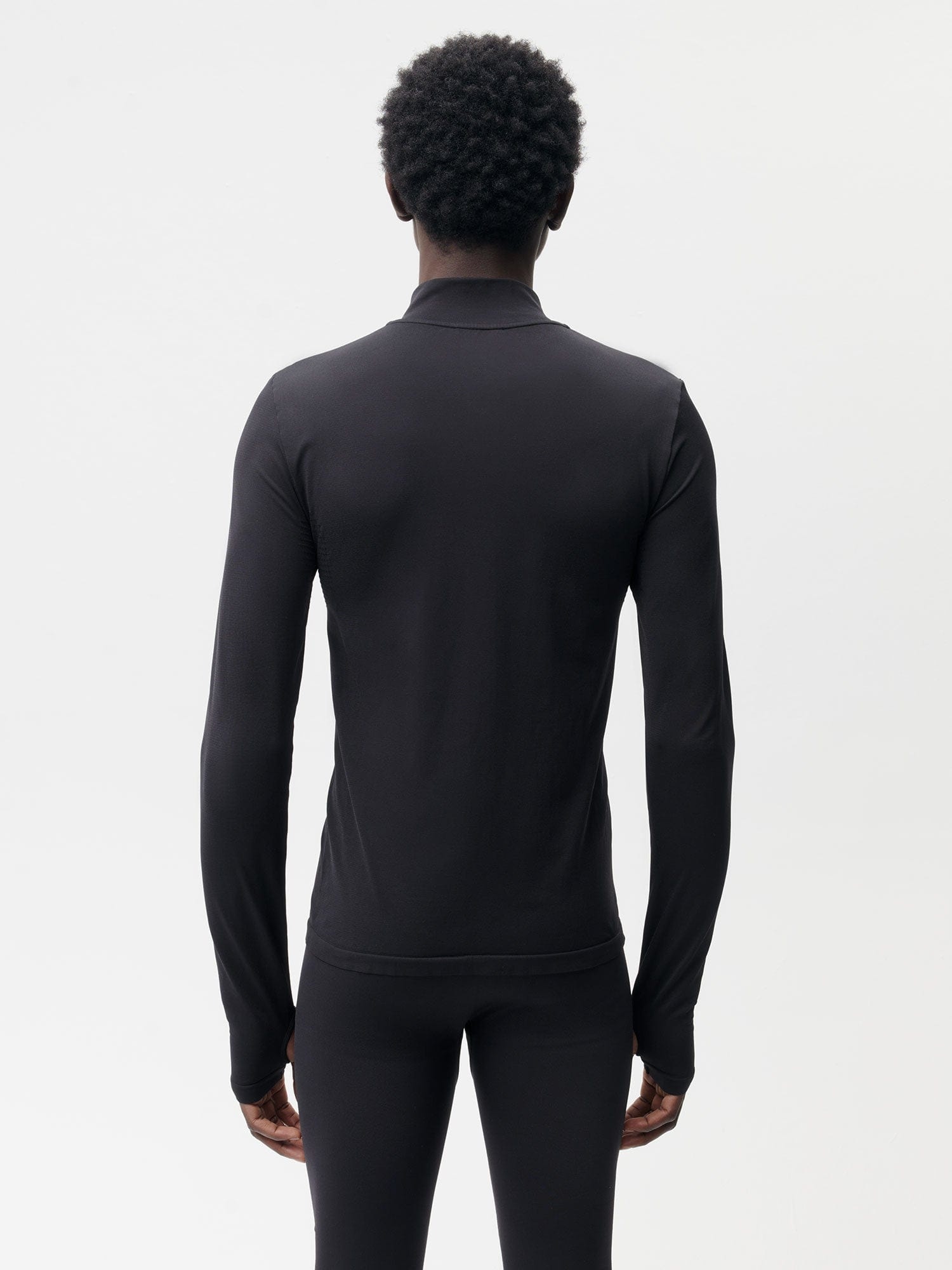 Mens Men's Plant-Stretch Long Sleeve Half-Zip Top - Black - 3