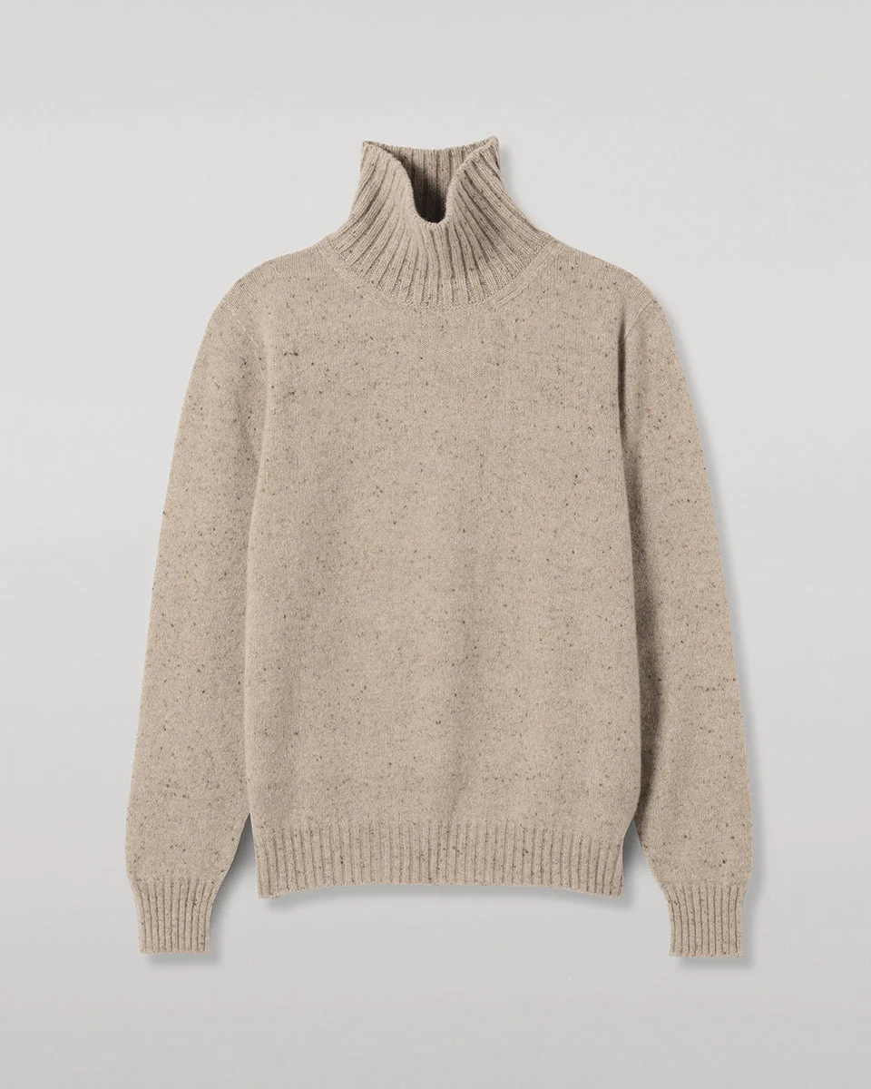 MacKintosh Roll Neck Natural Donegal Cashmere Jumper - 1