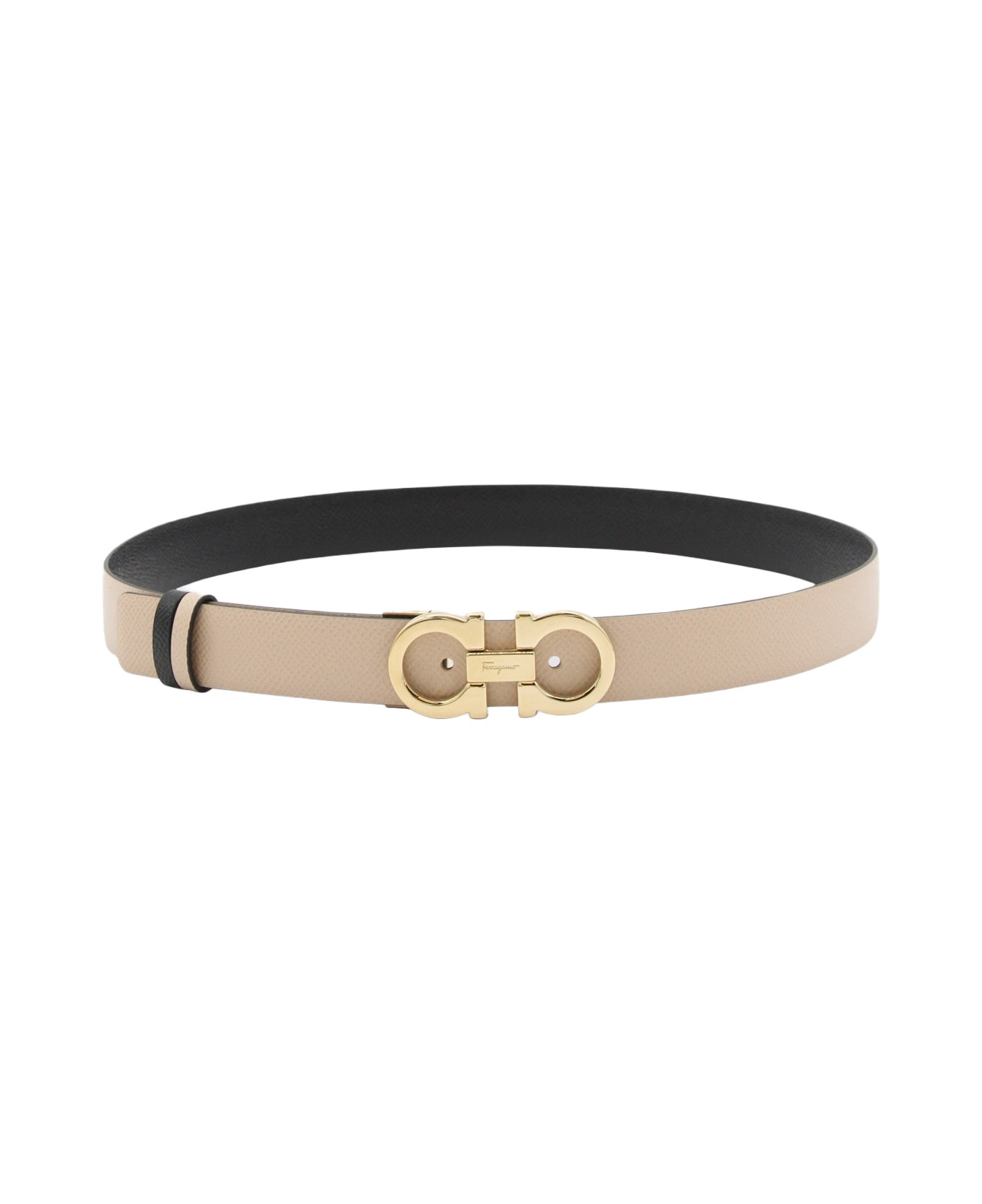 Black Leather Gancini Belt - 1