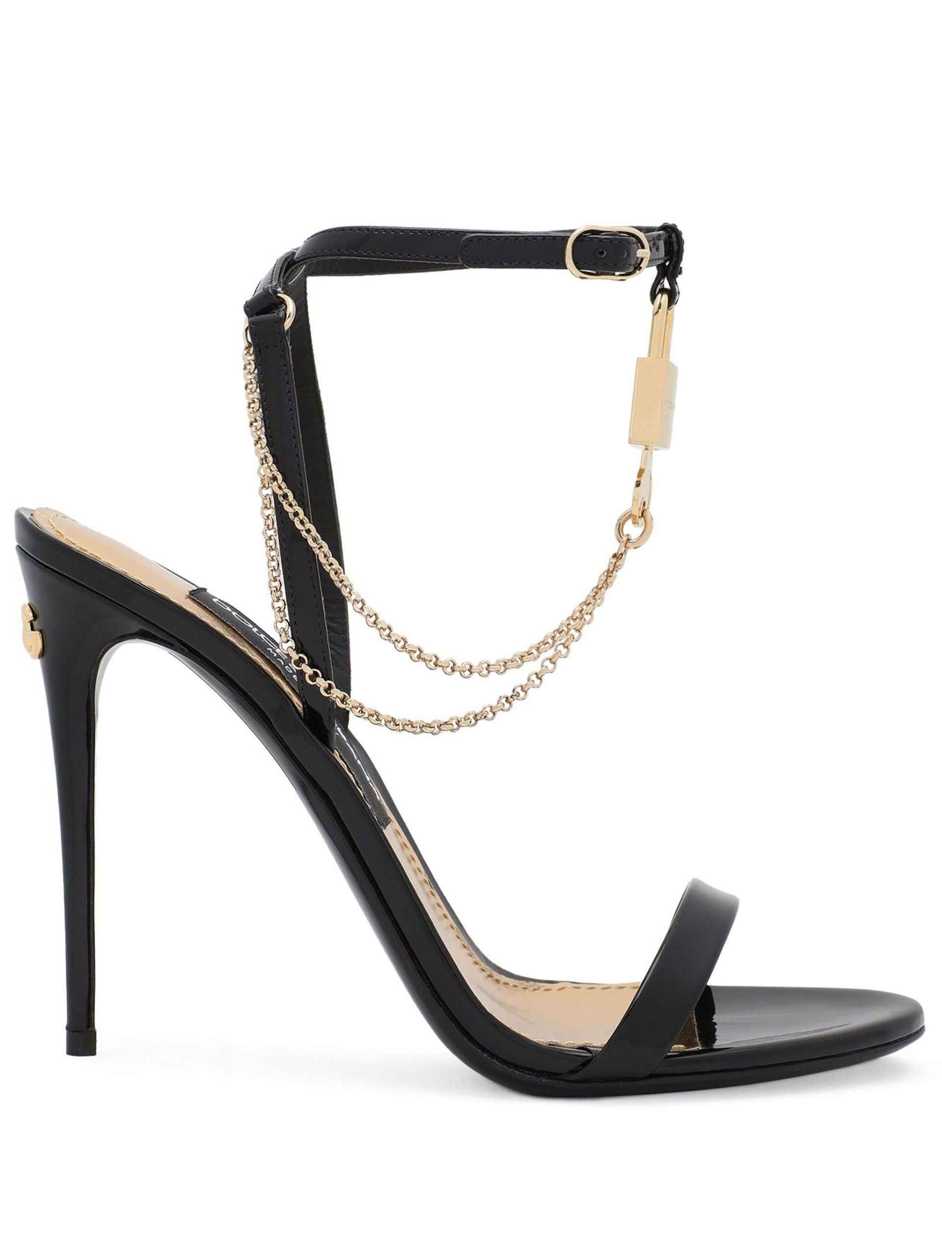 Black Keira 105 Patent Leather Sandals - 1