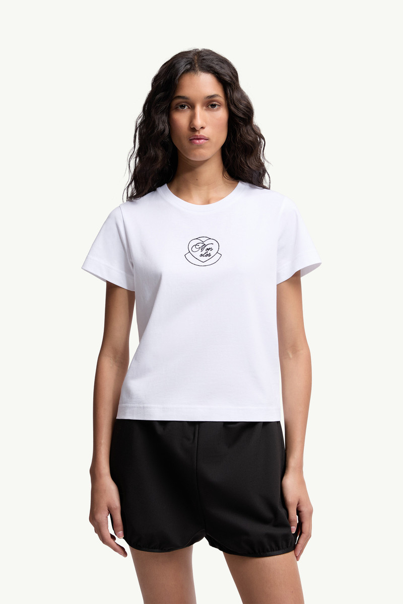 Embroidered Heart Logo Cotton T-Shirt 3