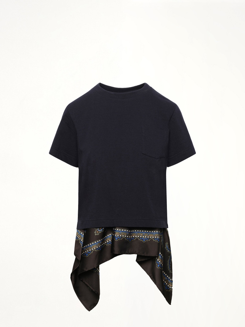 sacai Paisley Print x Cotton Jersey T-Shirt in Navy/Khaki outlook