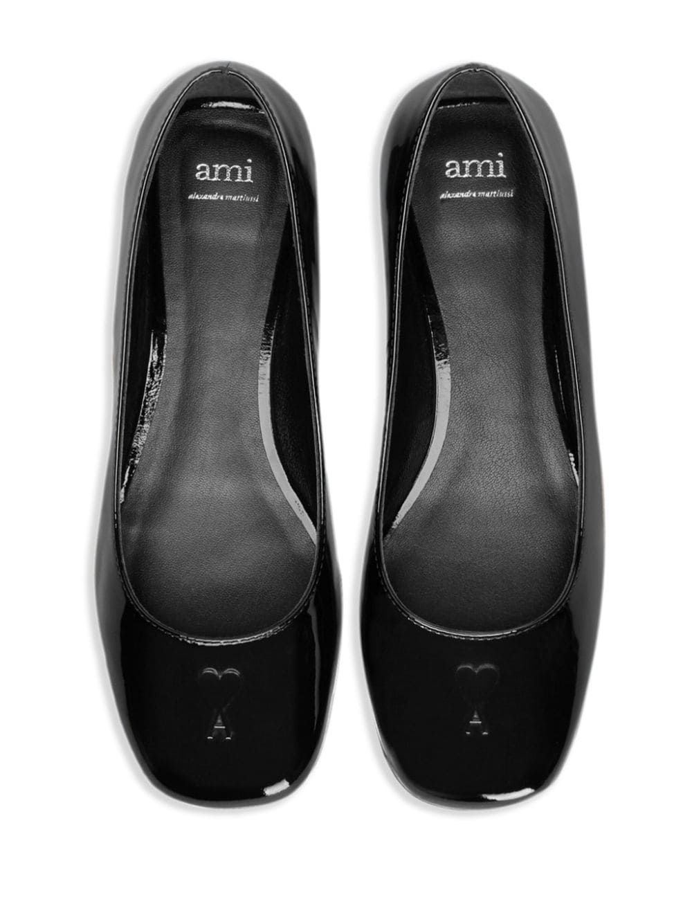 logo-embossed leather ballerina shoes - 4