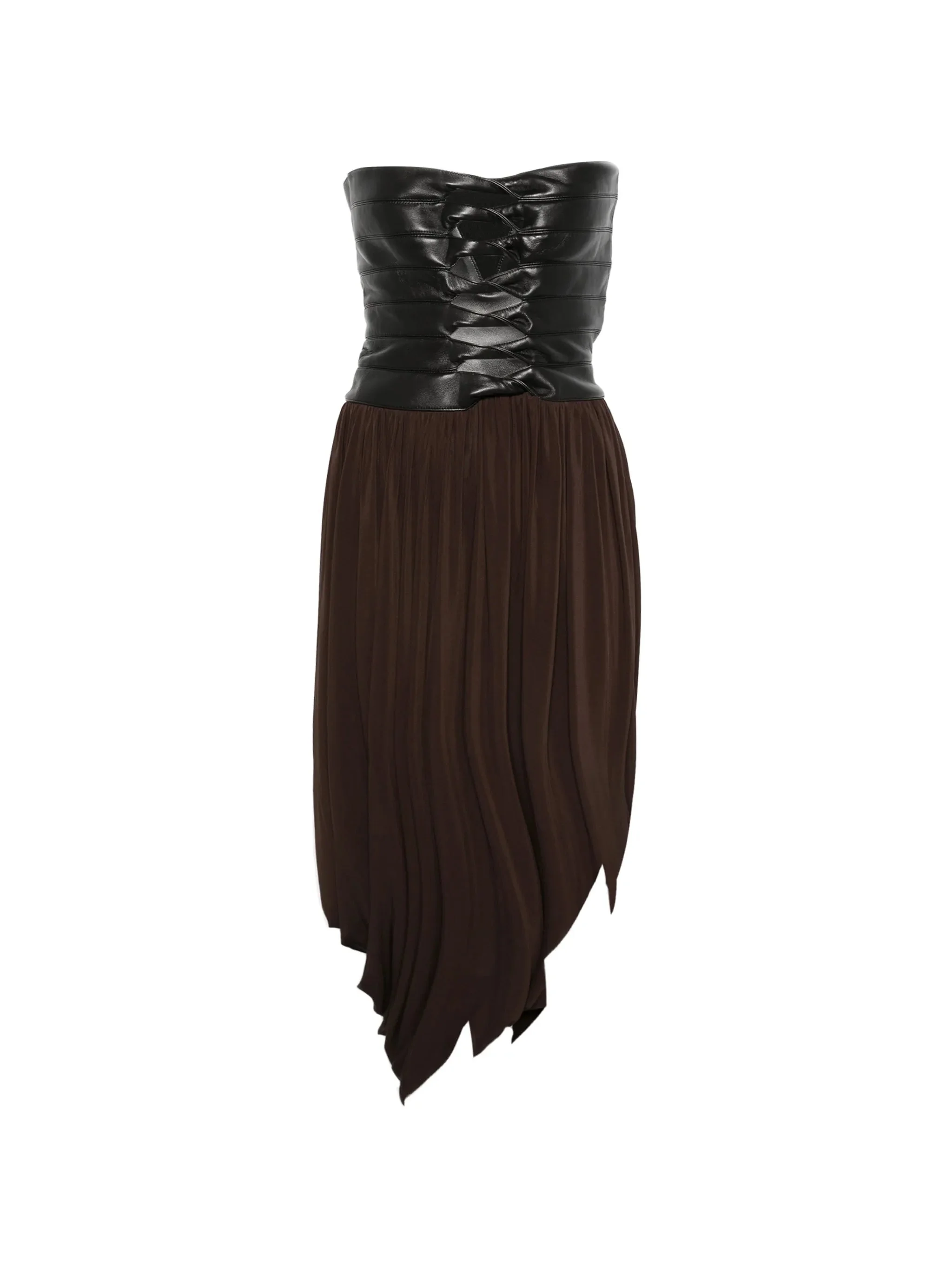 bustier-style pleated midi dress - 1