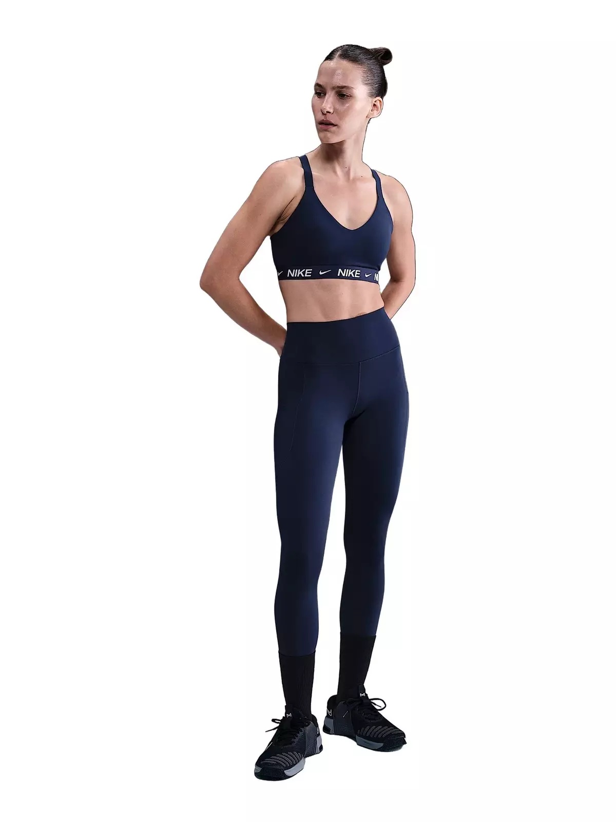 Women's Indy Medium Support Padded Adjustable Sports Bra -Navy - 4
