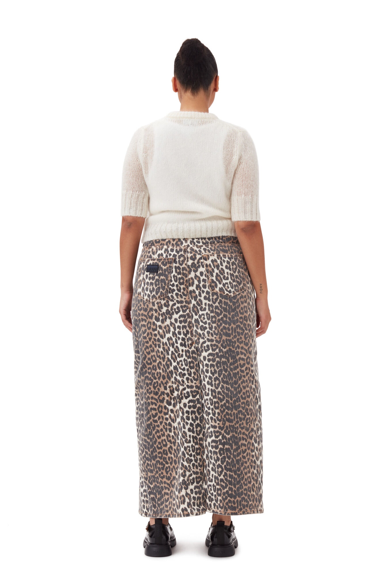 LEOPARD DENIM MAXI SLIT SKIRT - 9