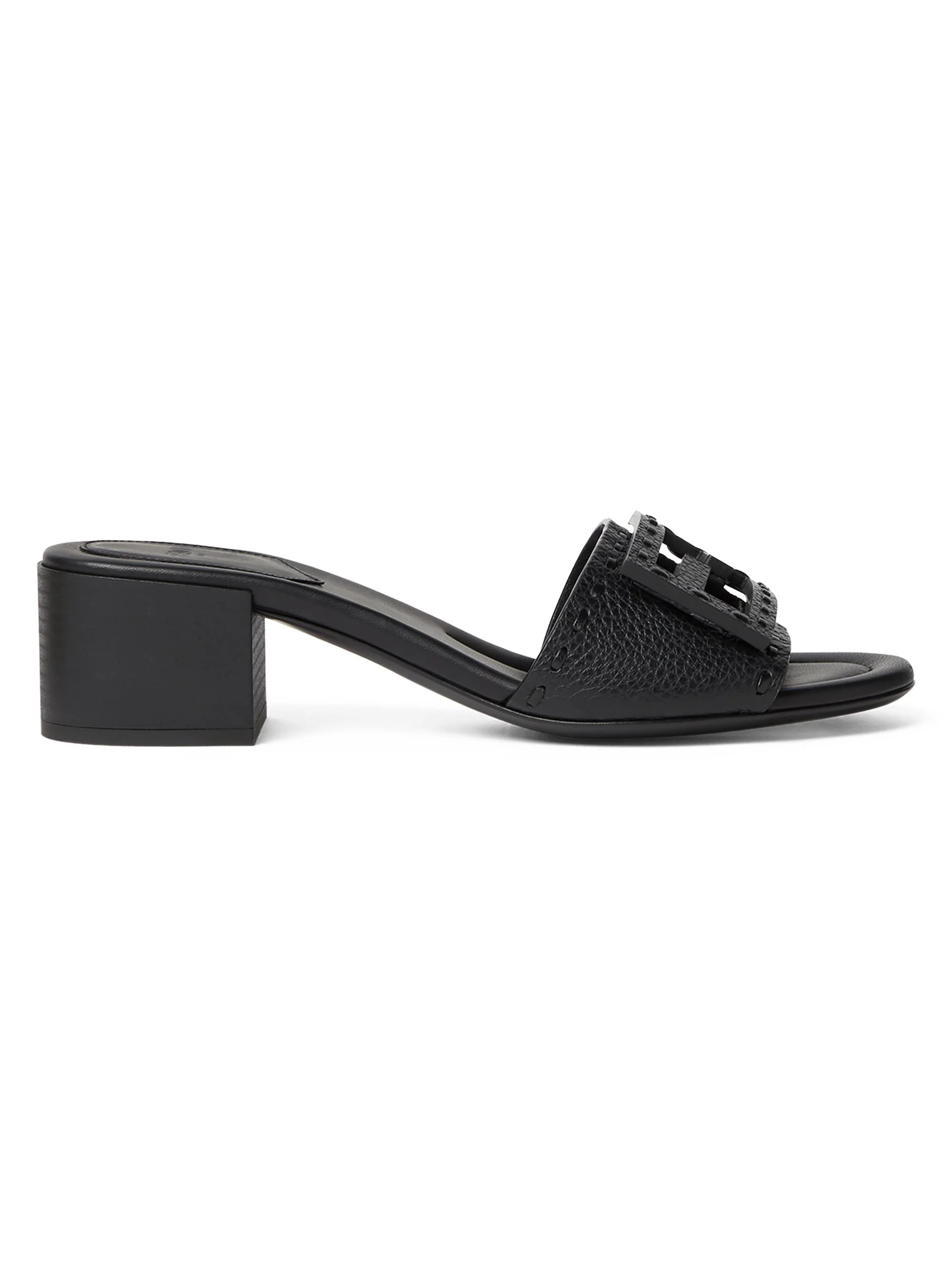 Women's Vitello 45MM Logo Leather Mules - Nero - 1