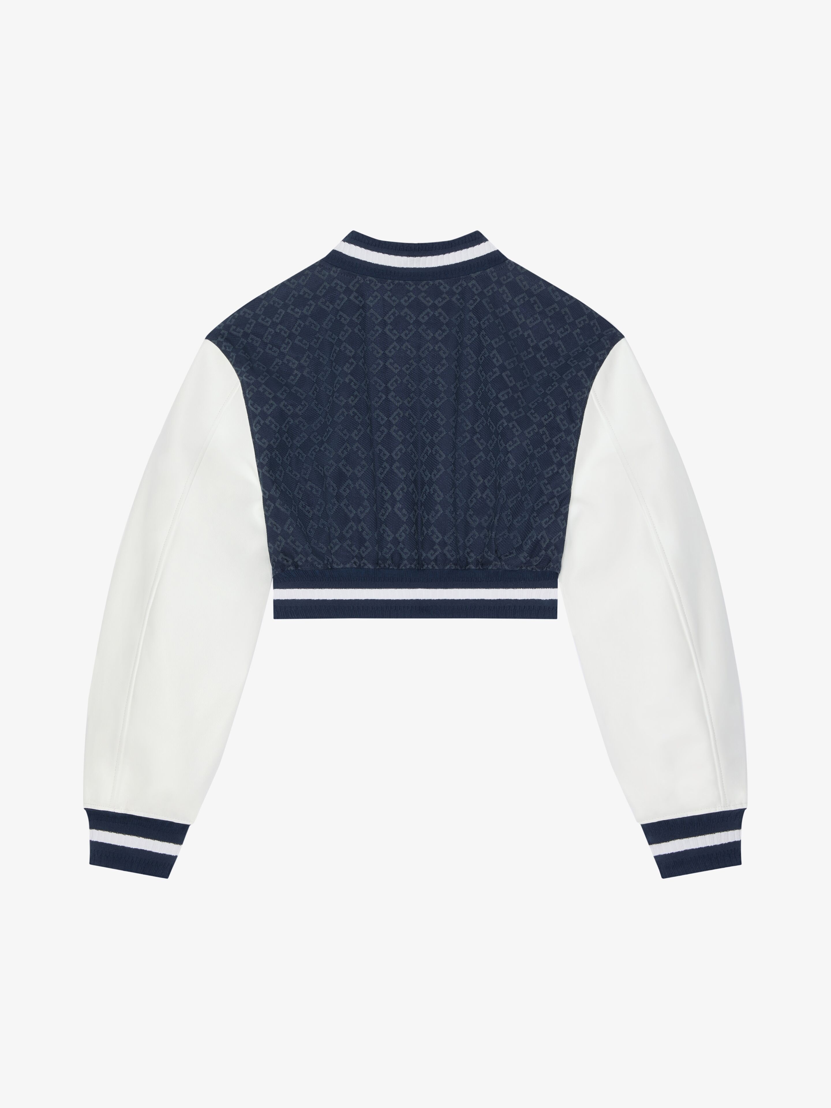CROPPED VARSITY JACKET IN DENIM MONOGRAM 72 AND LEATHER - 2