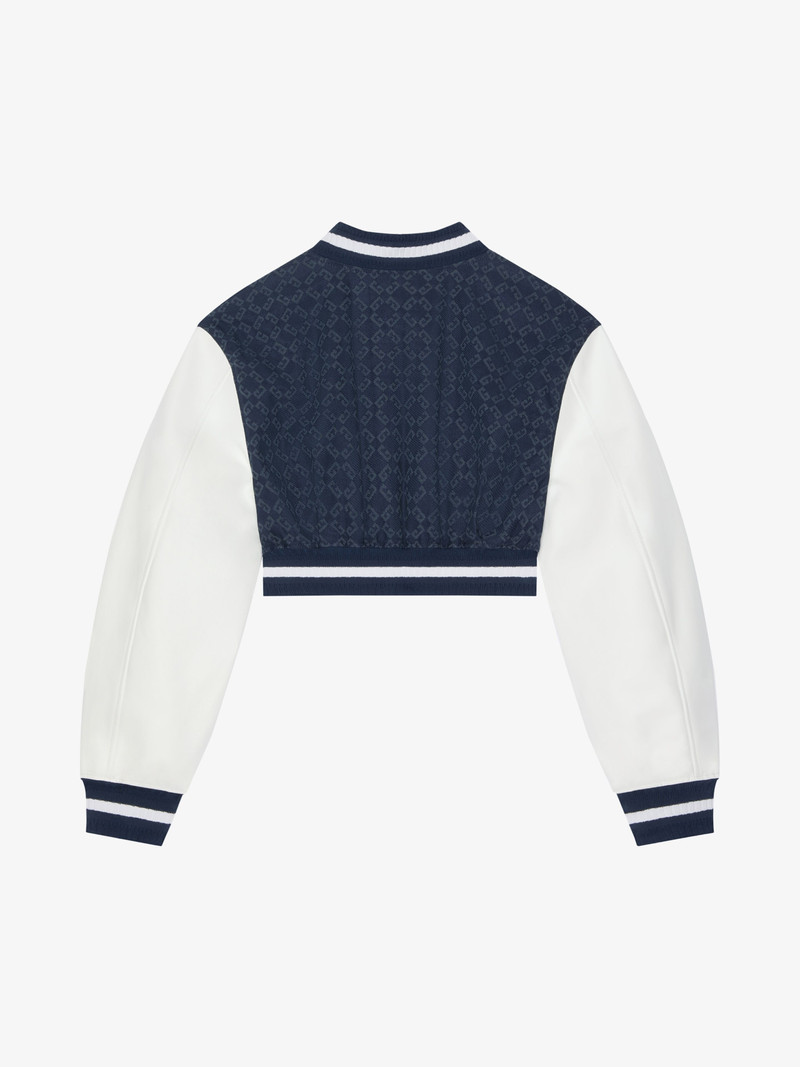 Givenchy CROPPED VARSITY JACKET IN DENIM MONOGRAM 72 AND LEATHER outlook