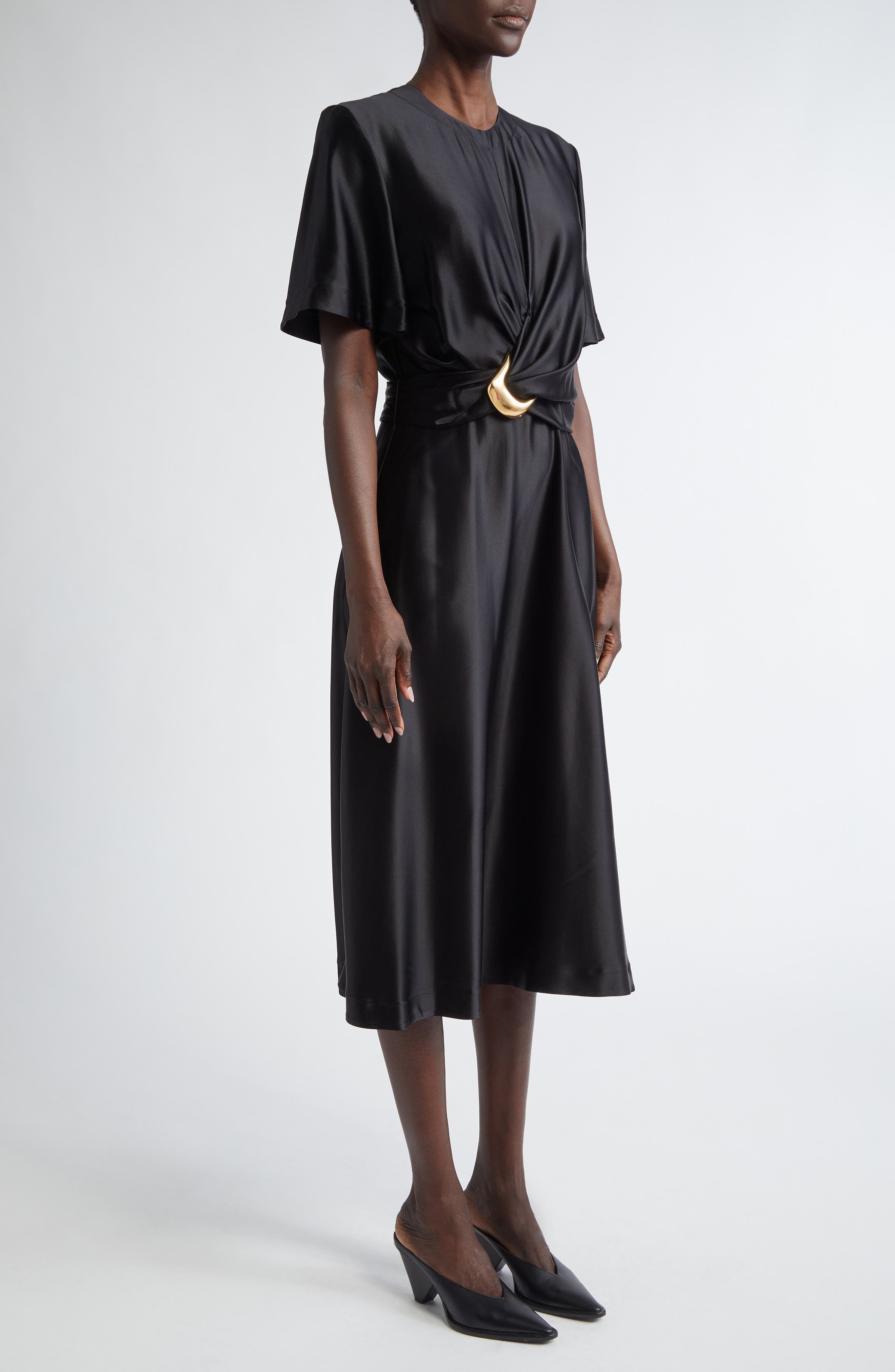 Altuzarra Honey Tie Waist Silk Dress in 000001 Black at Nordstrom - 3