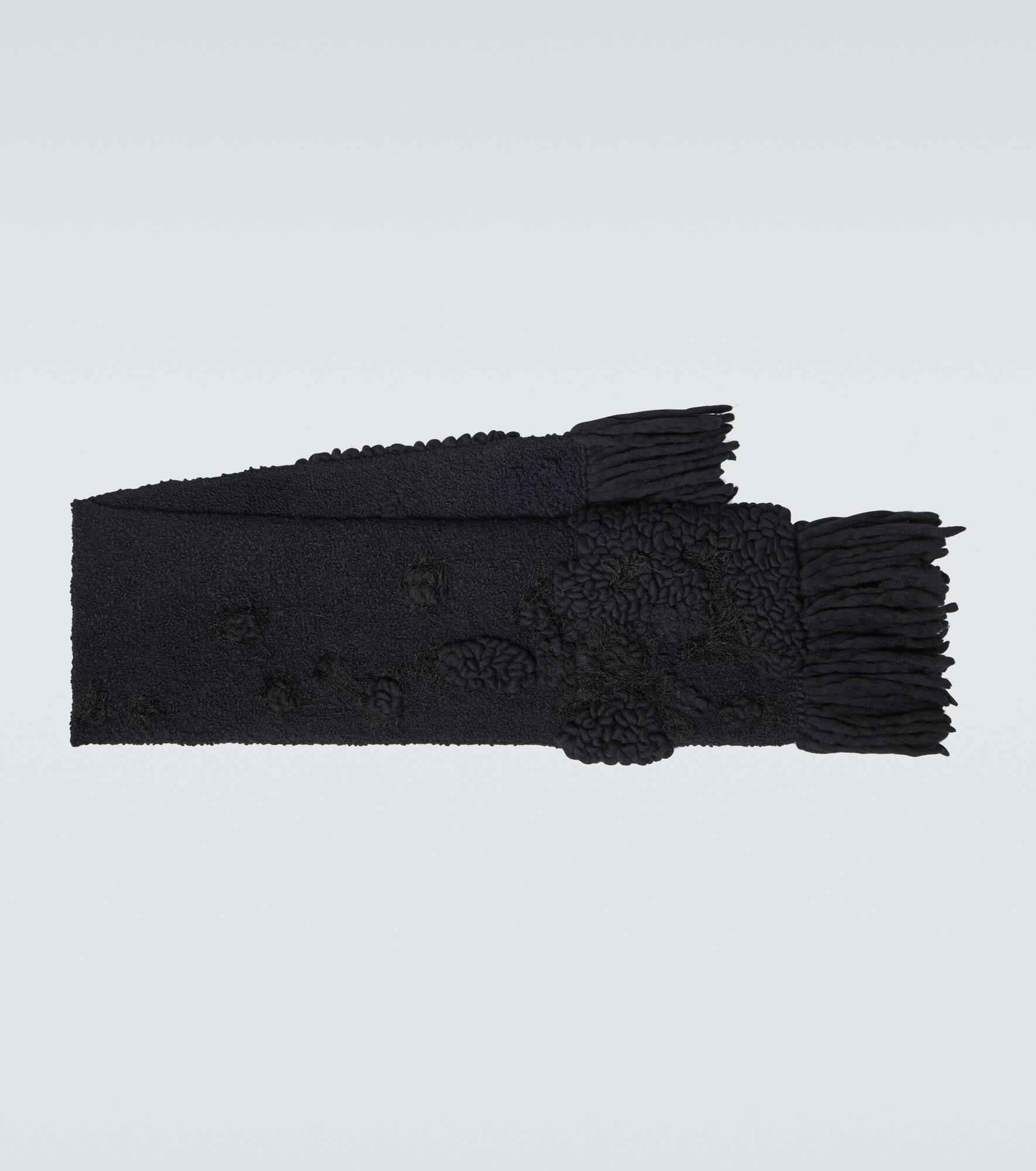 Fringed wool-blend scarf - 1