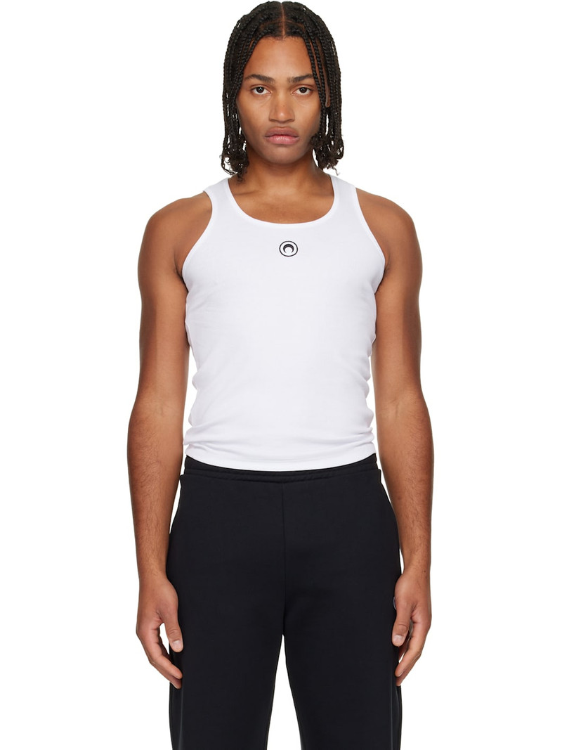 White Moon Logo Ribbed Jersey Tank Top 1
