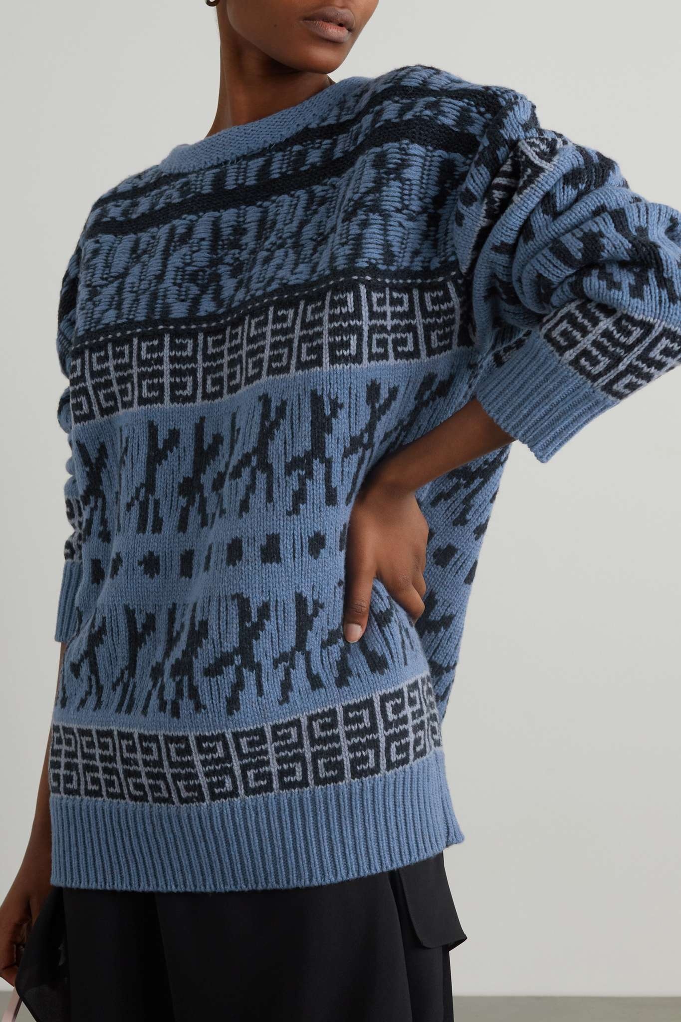 Oversized wool-jacquard sweater - 6