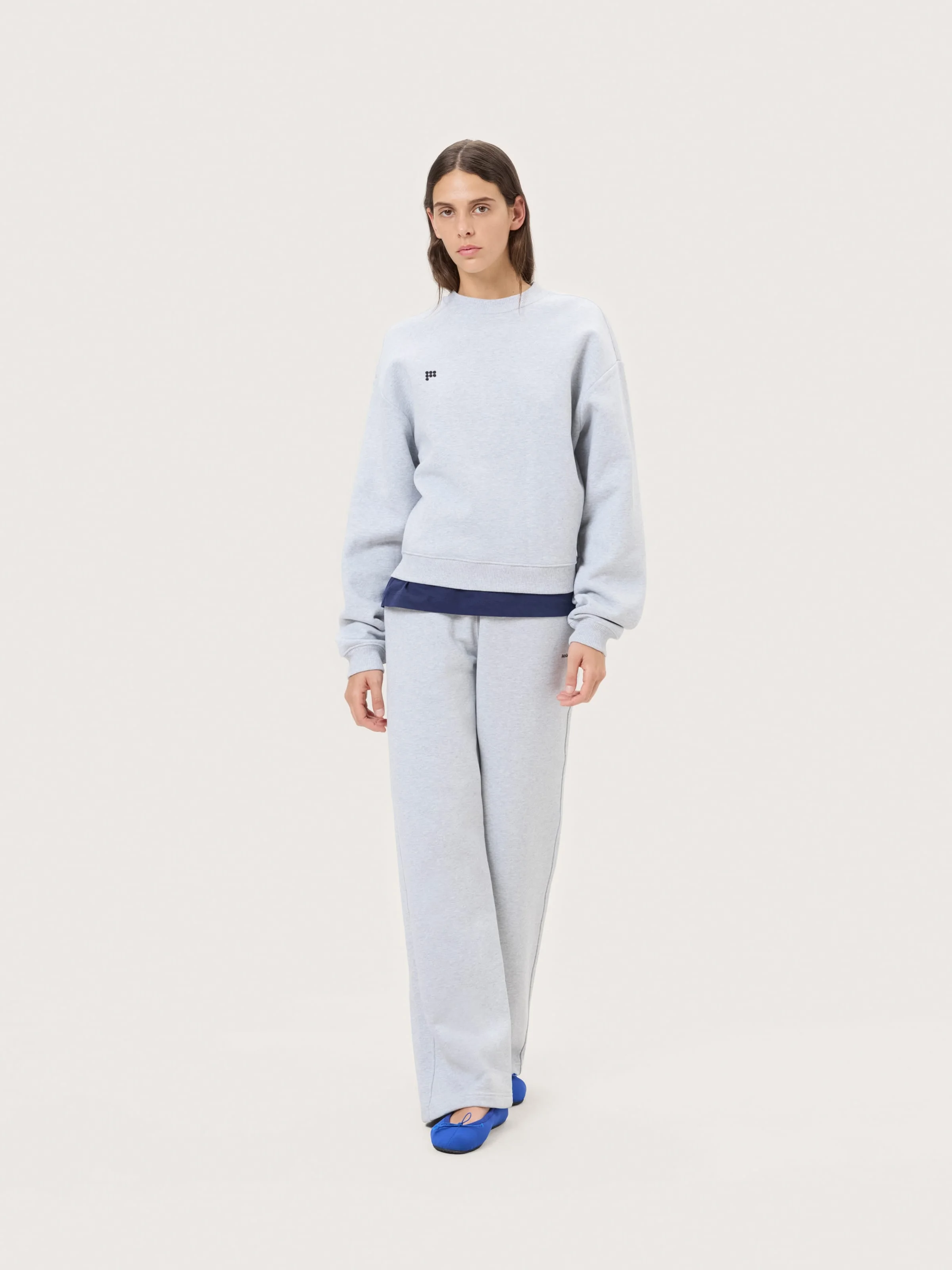 Womens Heavyweight Straight Leg Track Pants - Grey Marl - 1