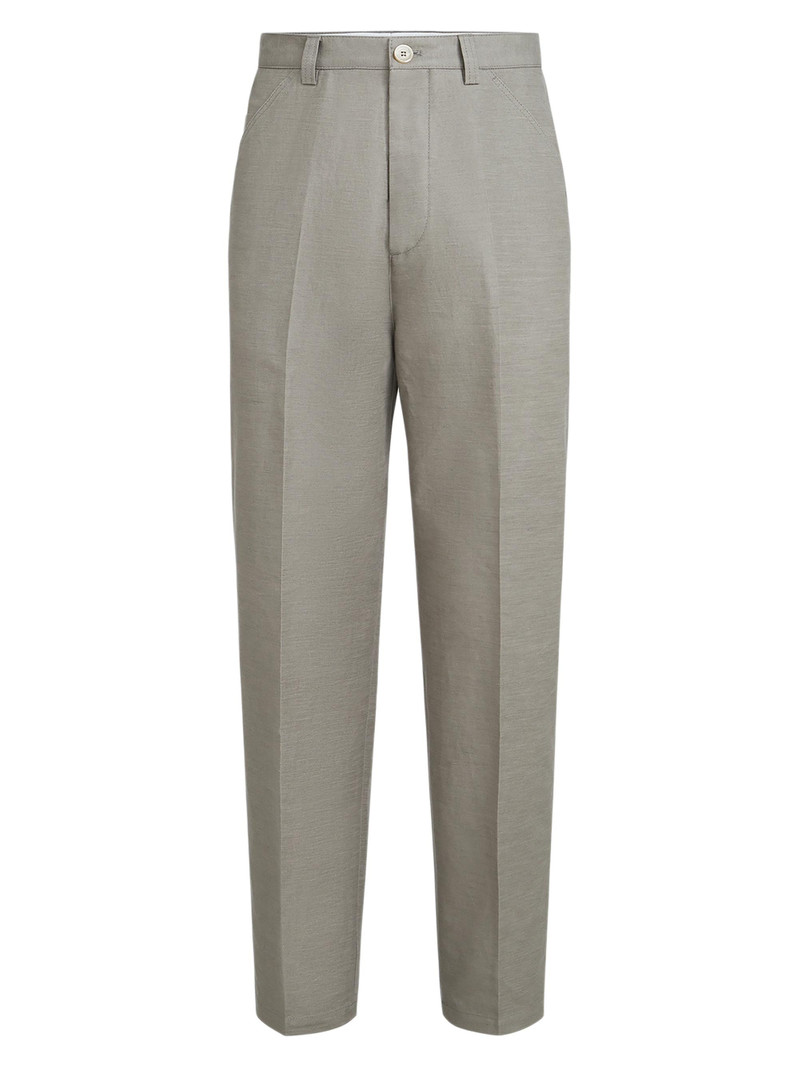 Men's Cotton and Linen Panama Trousers - Khaki 1