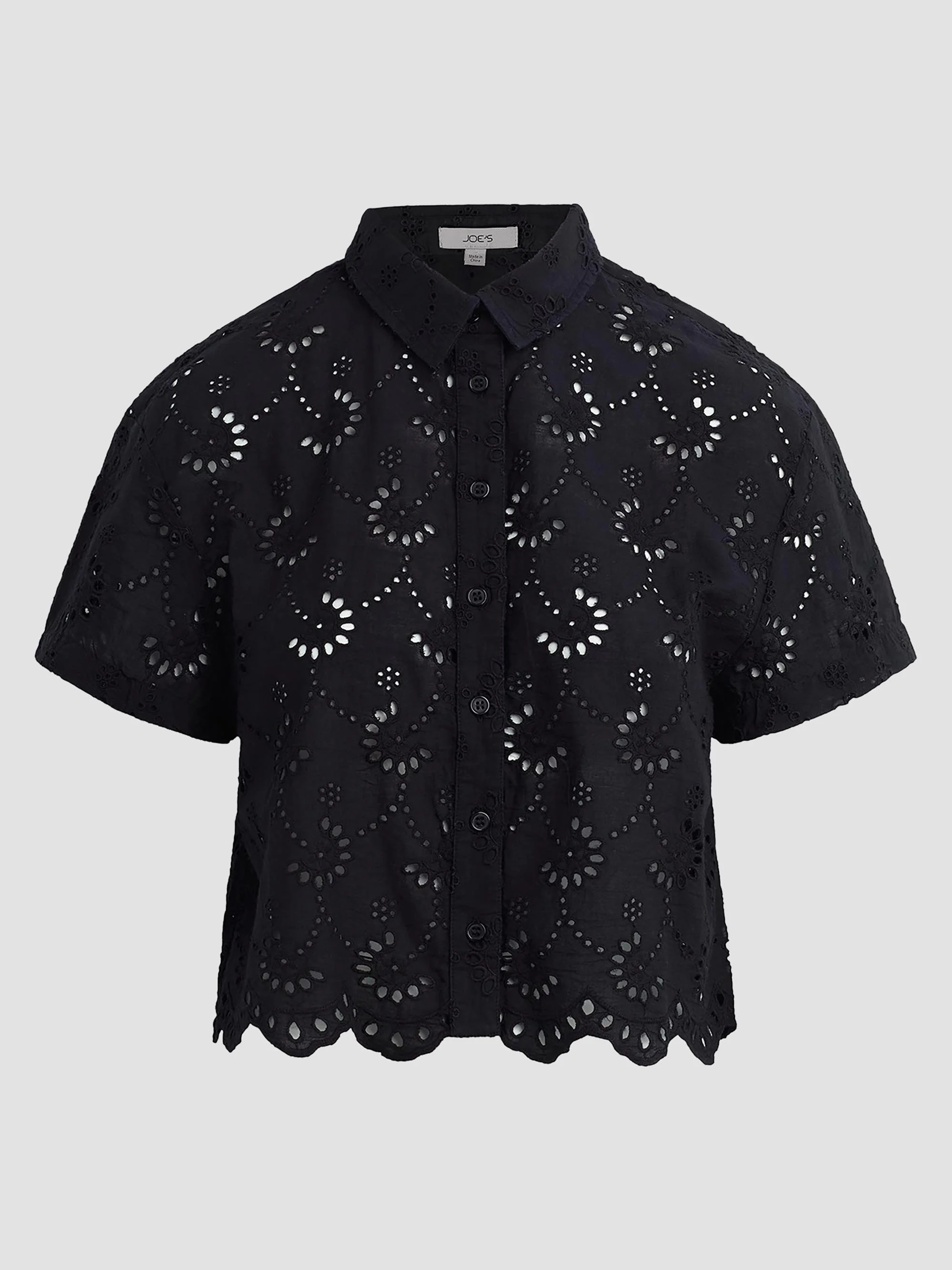 Women's The Eyelet Button-Front Shirt - Black - 1