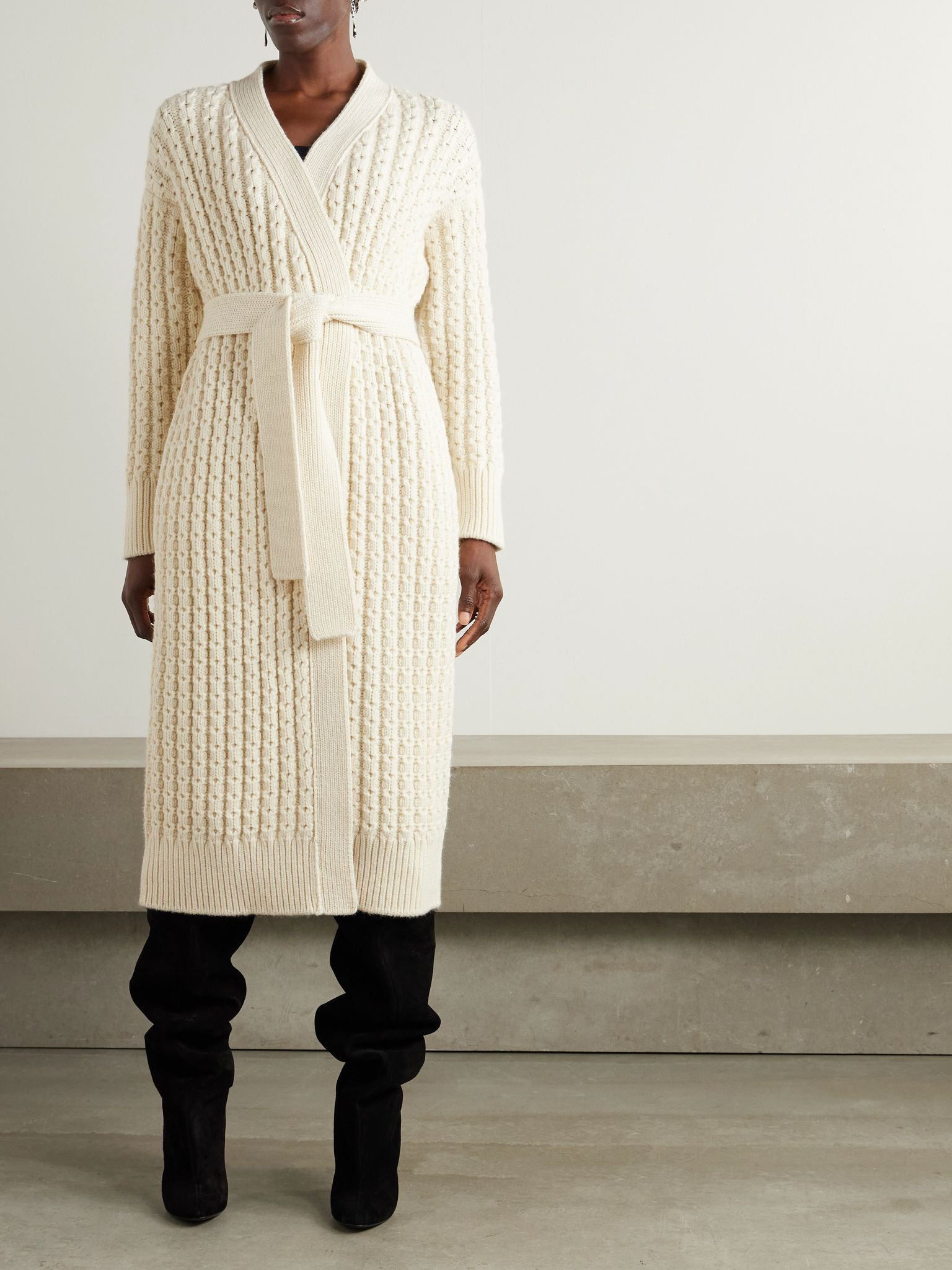 Oversized wool cardigan Ivory - 3