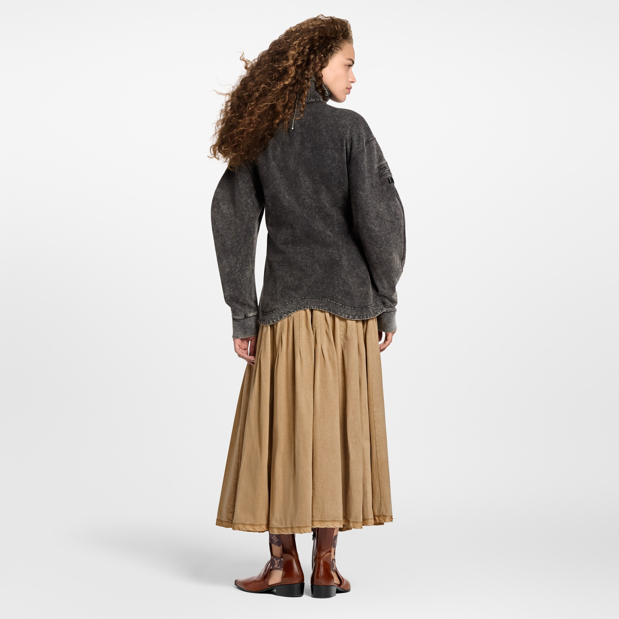 Pleated Jersey Maxi Skirt - 5