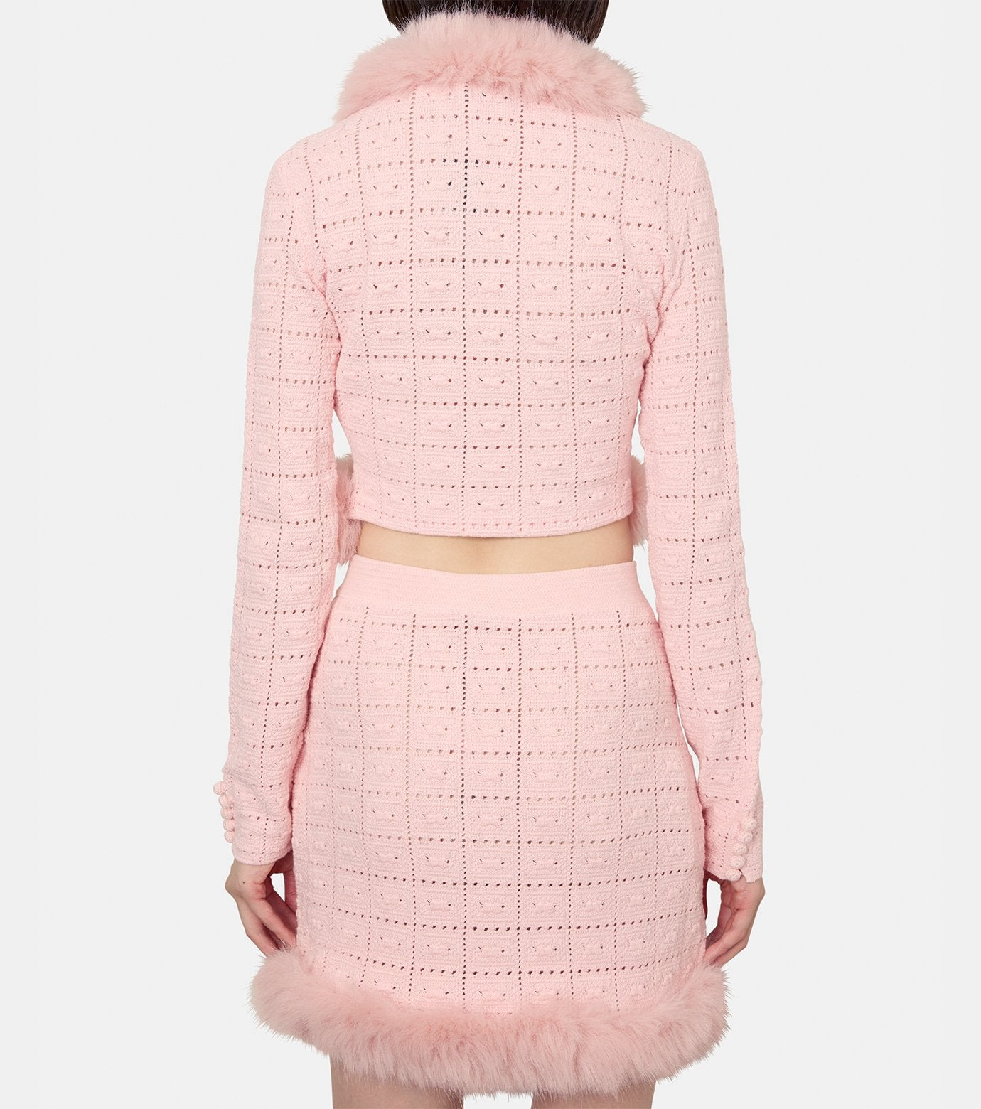 Pink Fur Collar Cardigan - 3