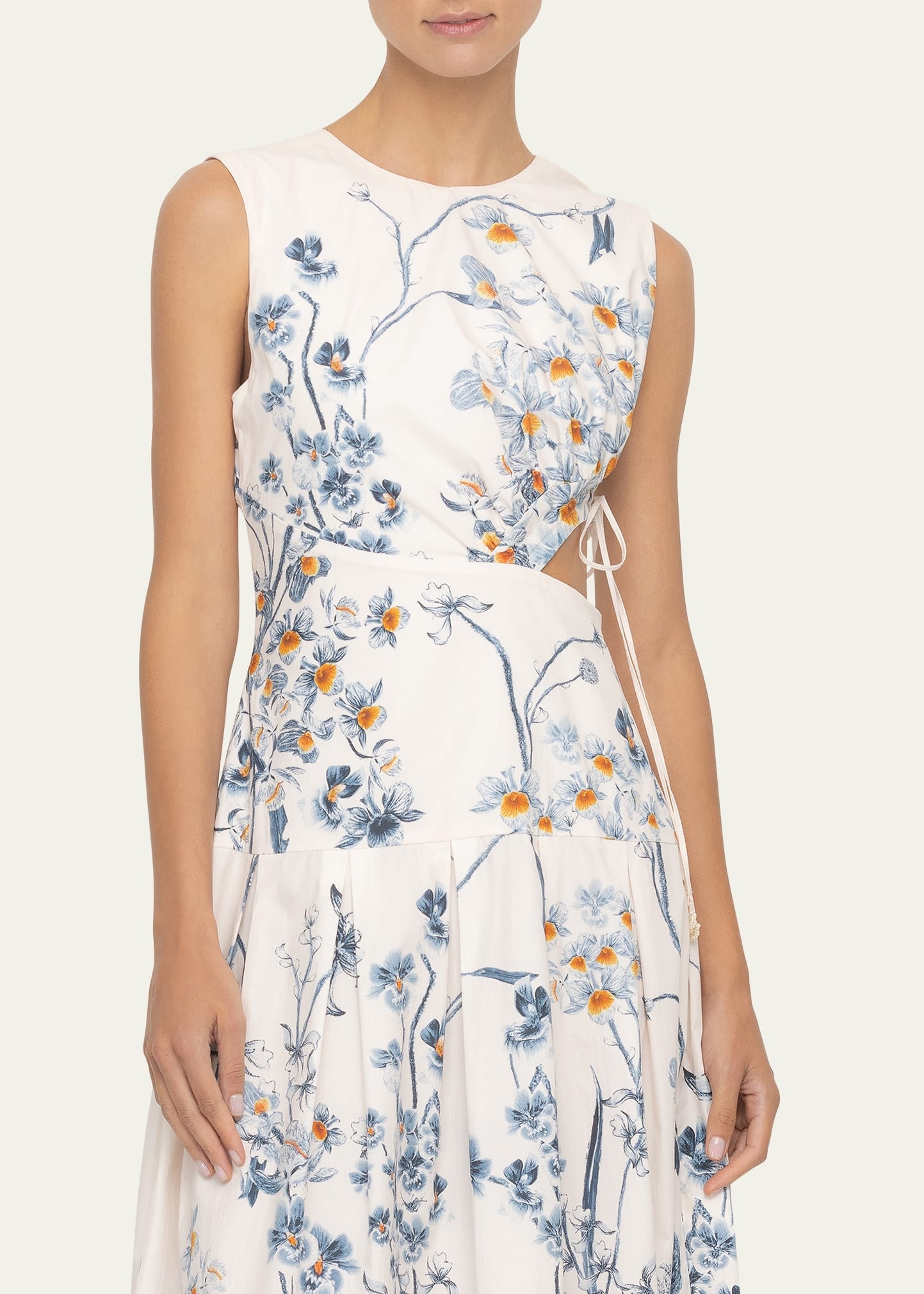 Otoño Sleeveless Floral Cotton Poplin Midi Dress - 5