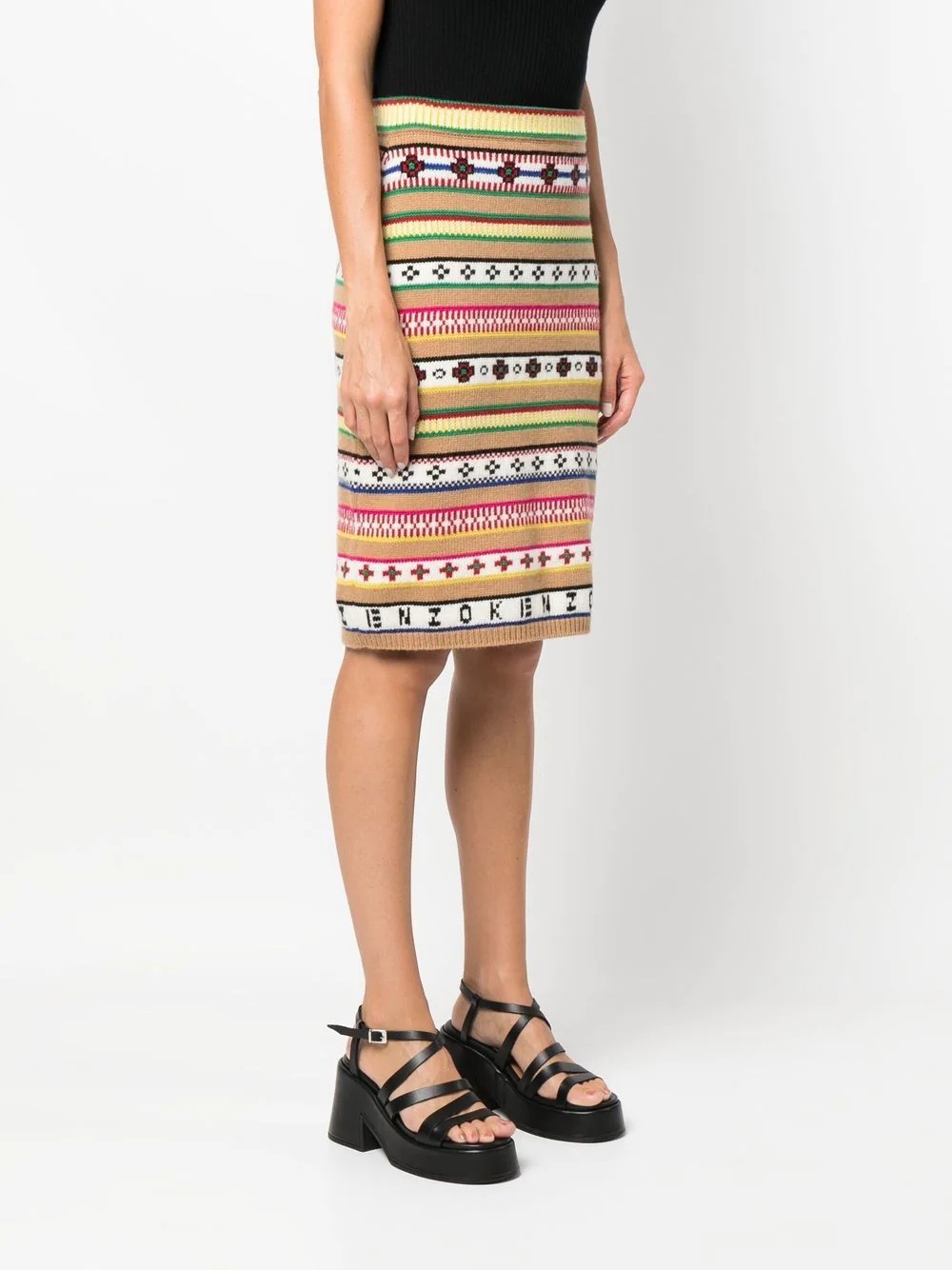 intarsia-knit high-waisted skirt - 3