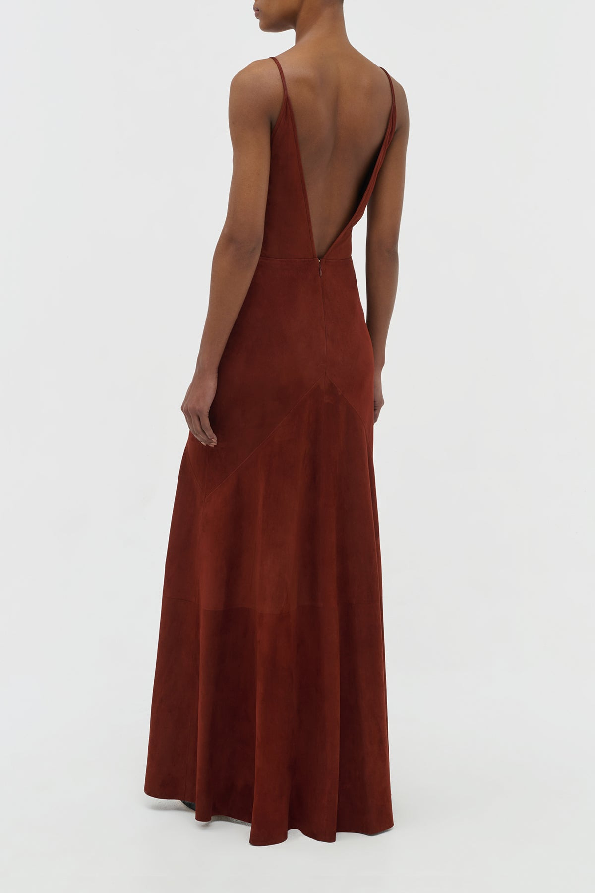 Brigita Slip Dress in Burnt Sienna Suede - 4