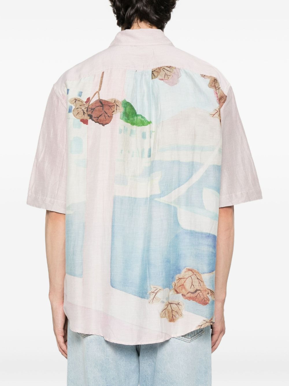 marina vista print short-sleeved shirt - 4