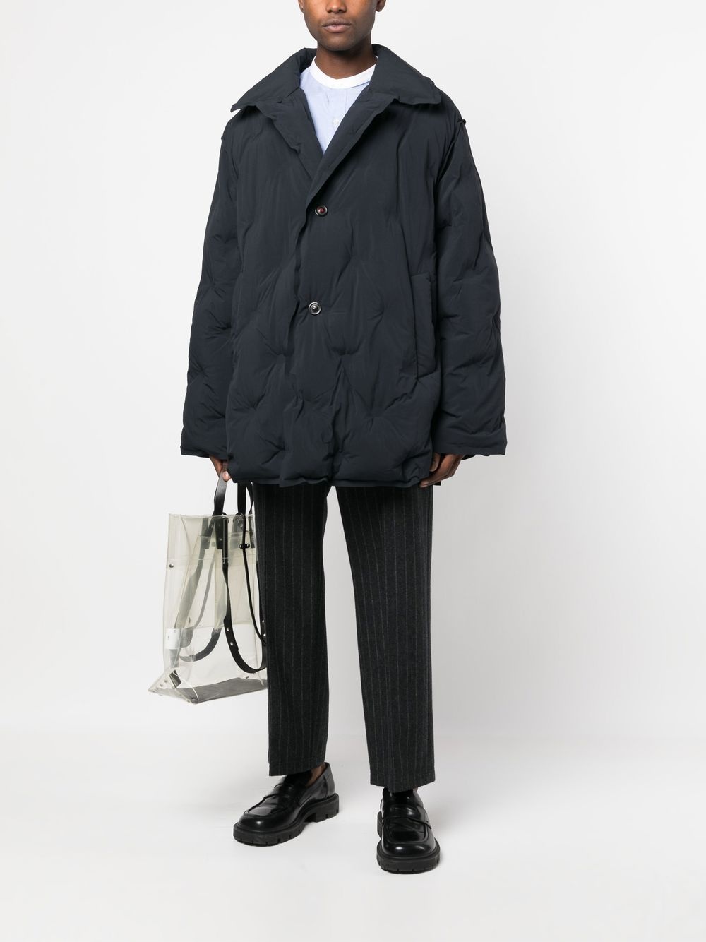 embossed-detail padded coat - 2