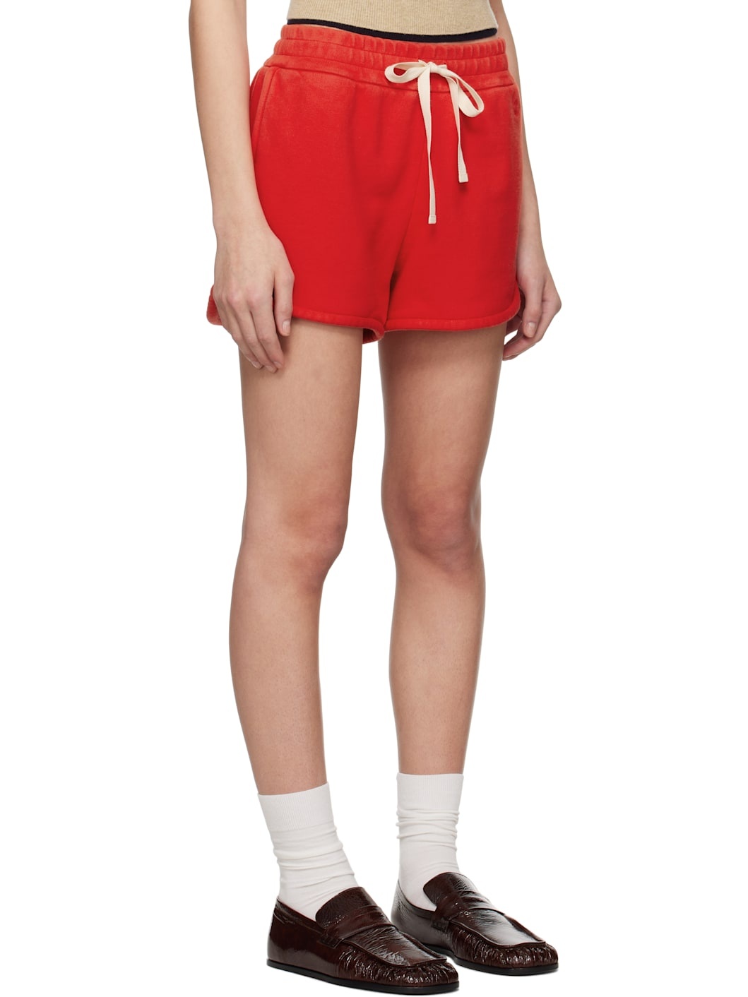 Red Cotton Terry Shorts - 2