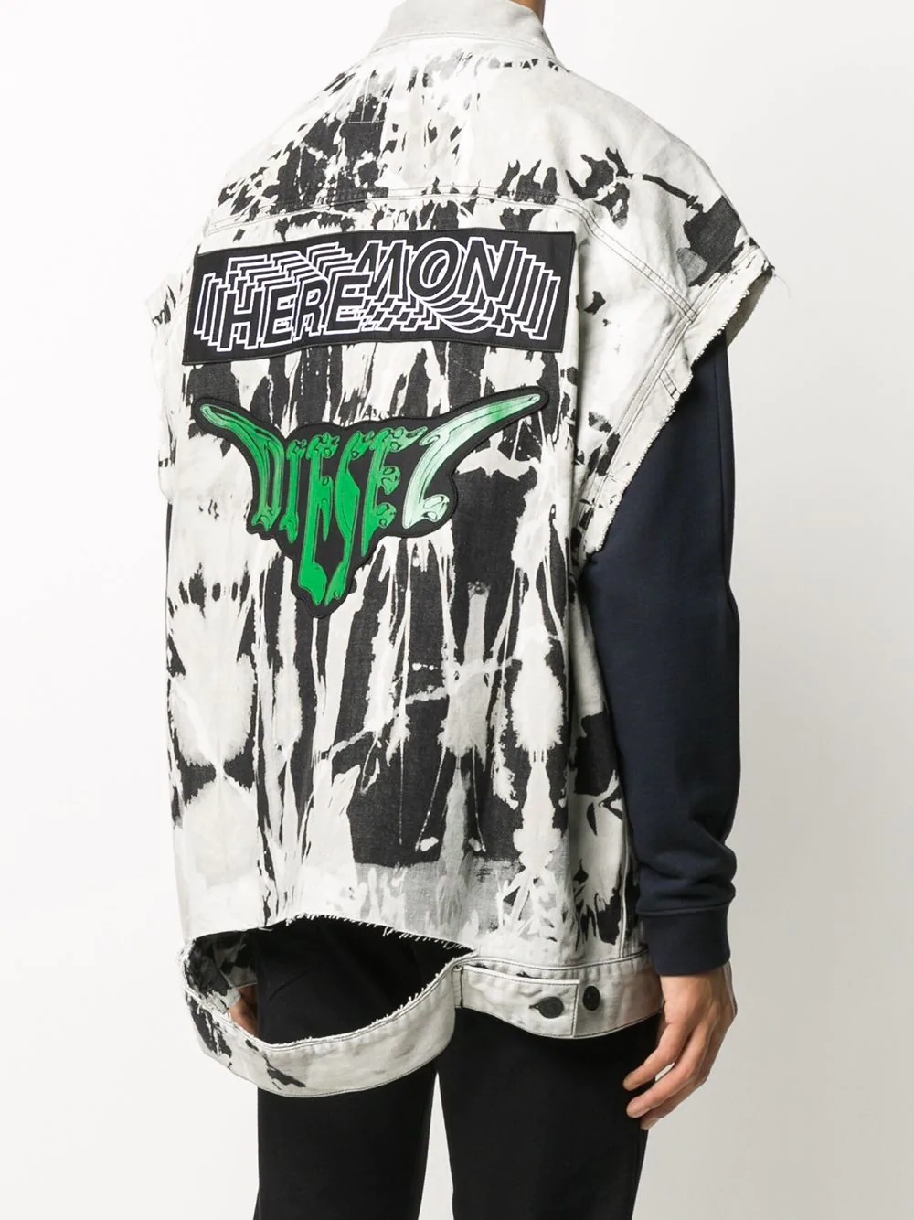 oversized tie-dye trucker vest - 4