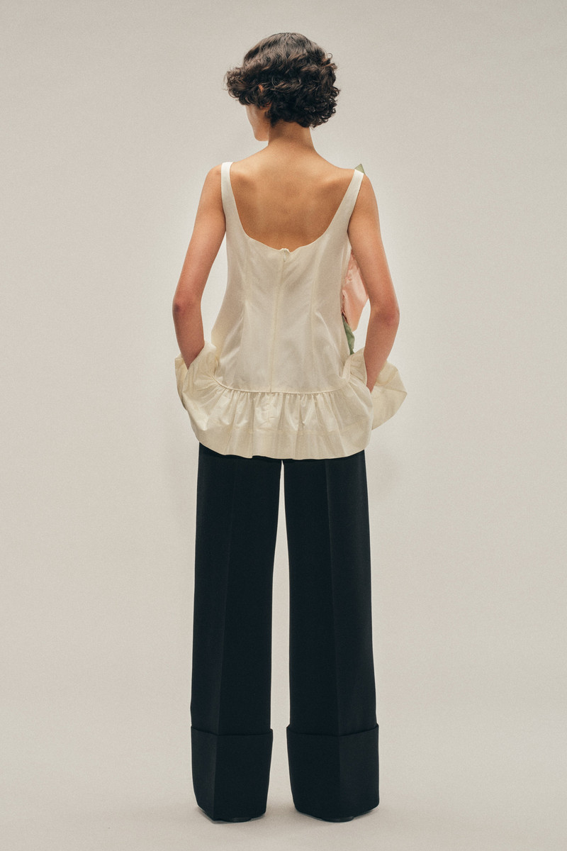 Pressed Rosette Tilted Neck Peplum Top 3