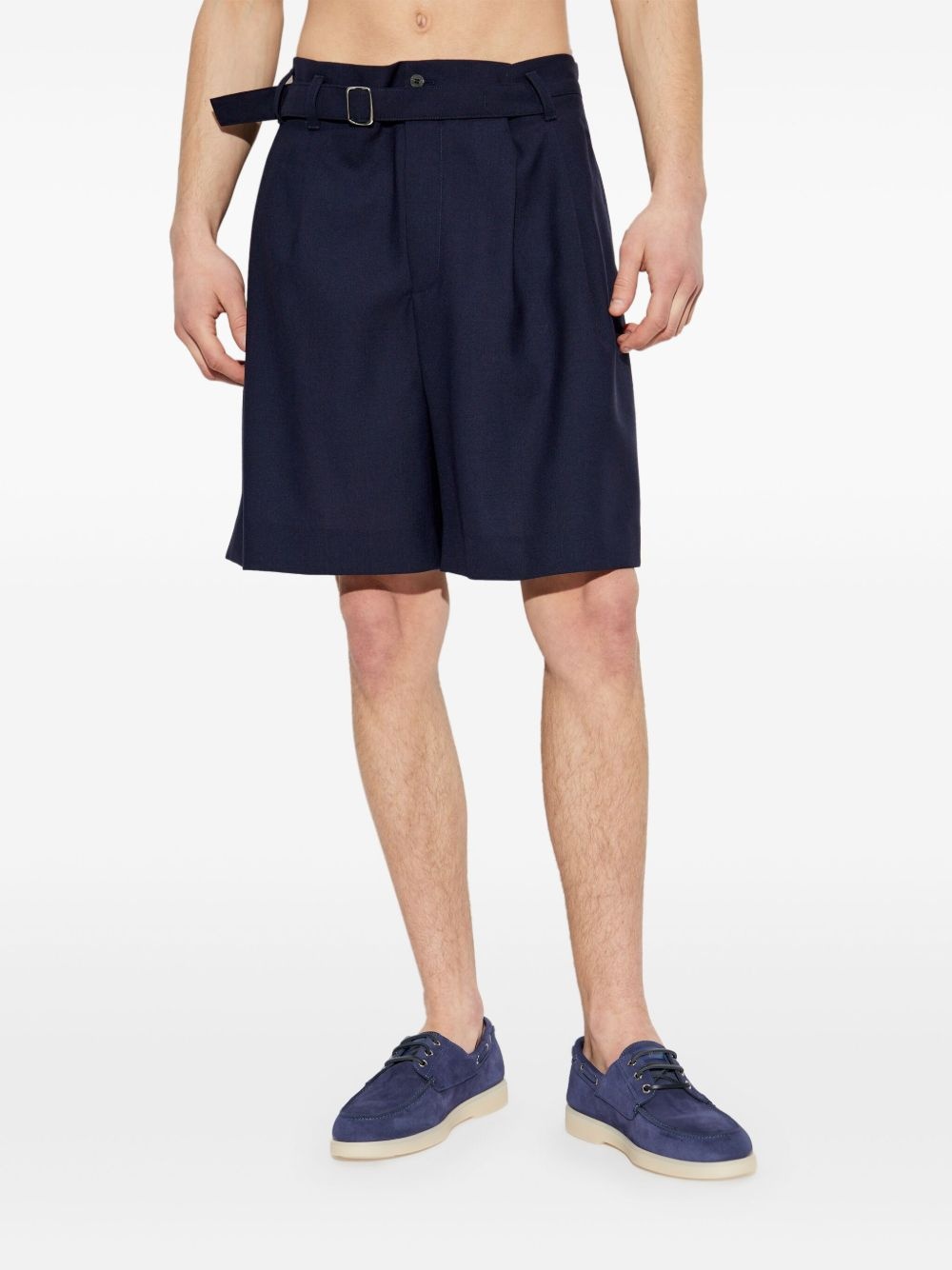 pleated belted shorts - 3