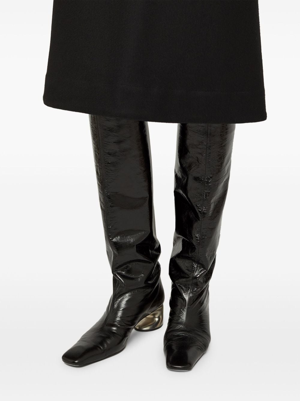 metal-heel leather knee boots - 6