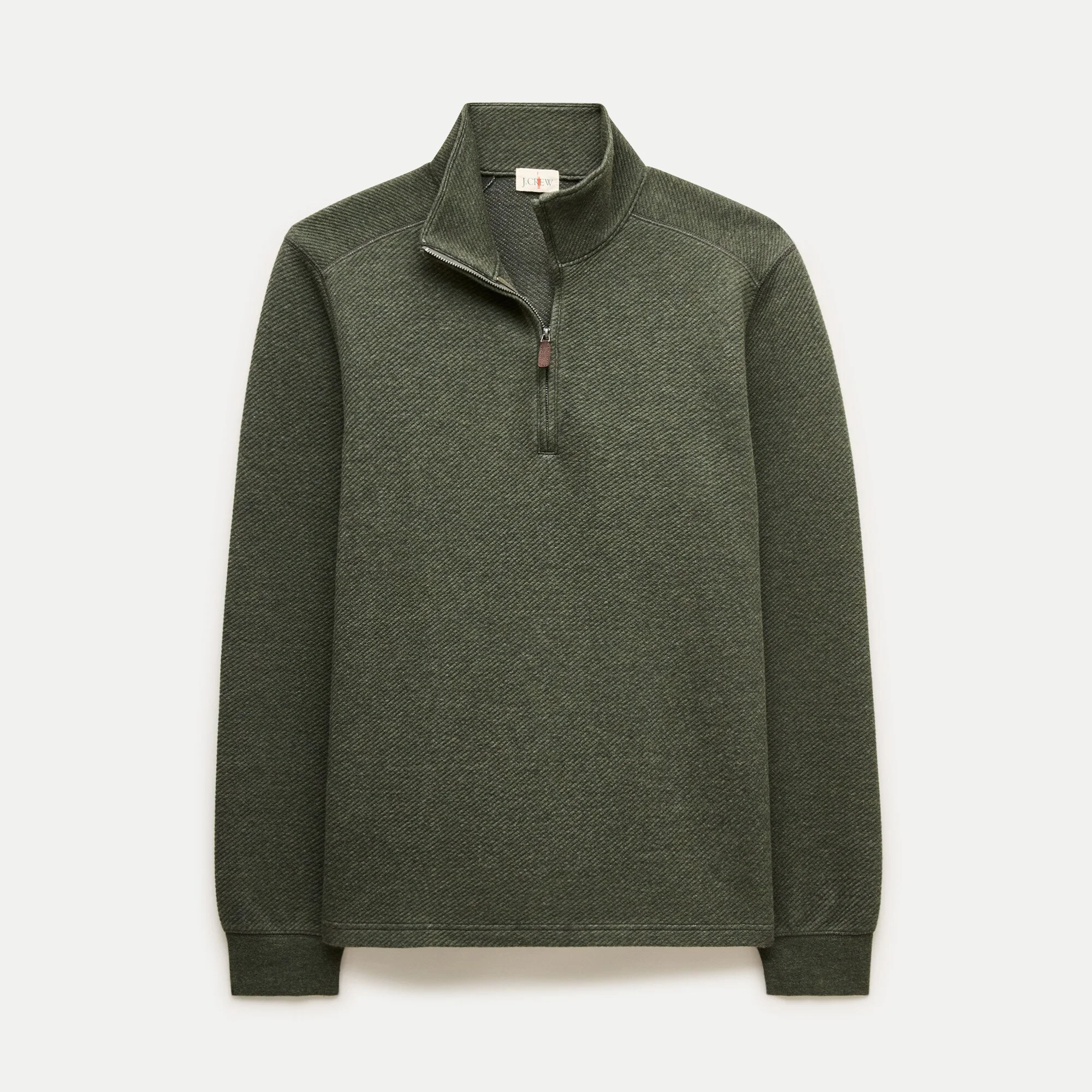 Quarter-zip pullover in cotton jacquard - 1