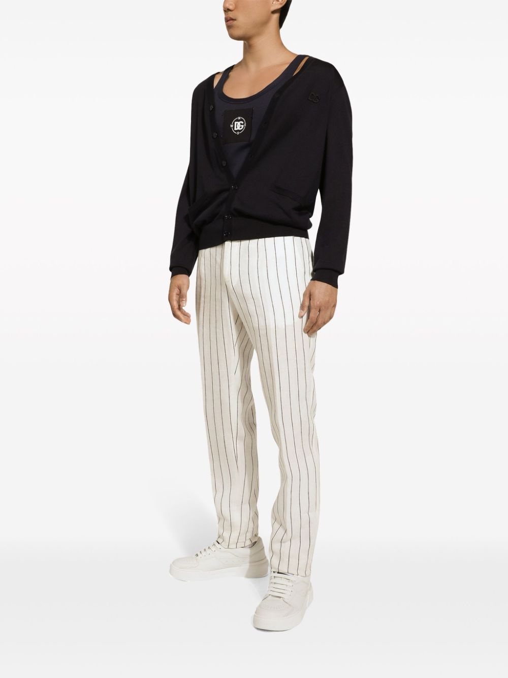 logo-embroidered silk cardigan - 3