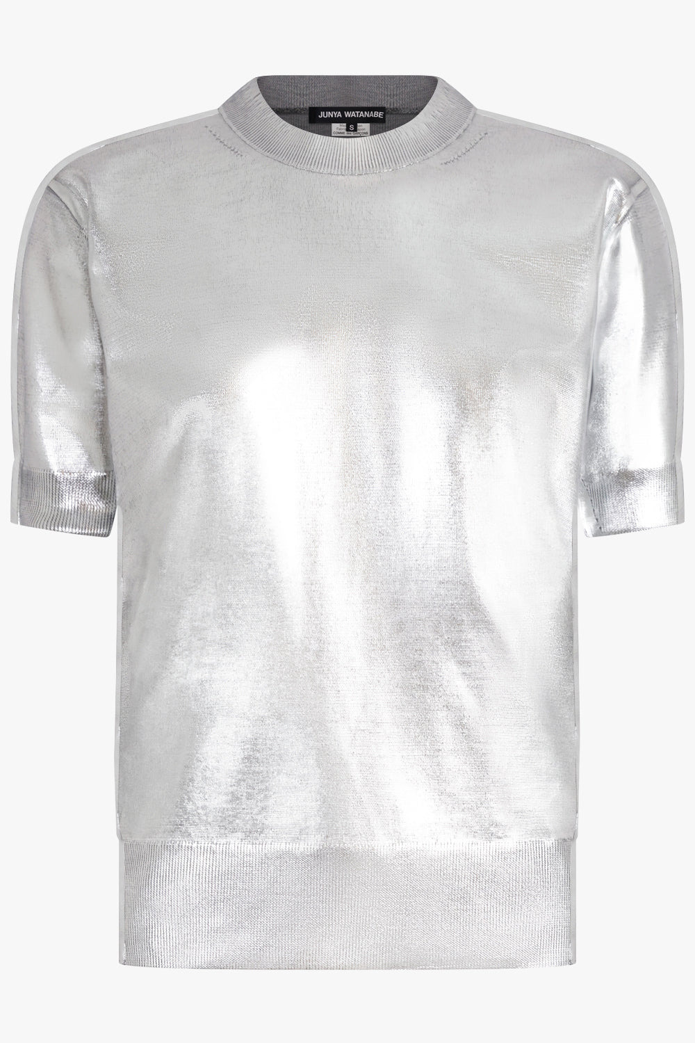 PRINT ROUND NECK S/S TOP | SILVER/GREY - 1