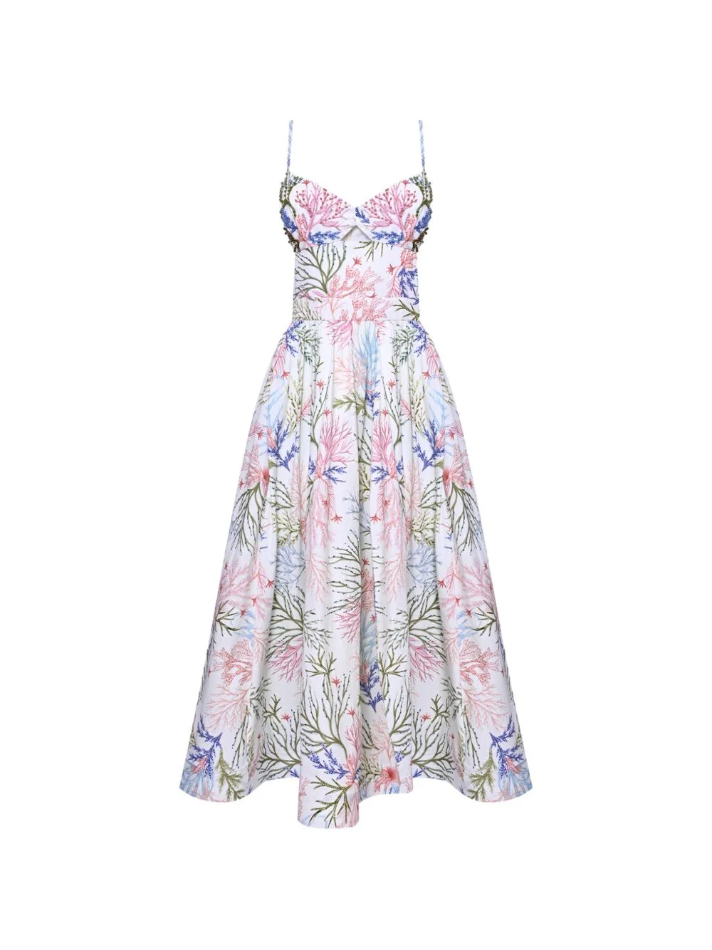 cut-out floral-print midi dress - 1