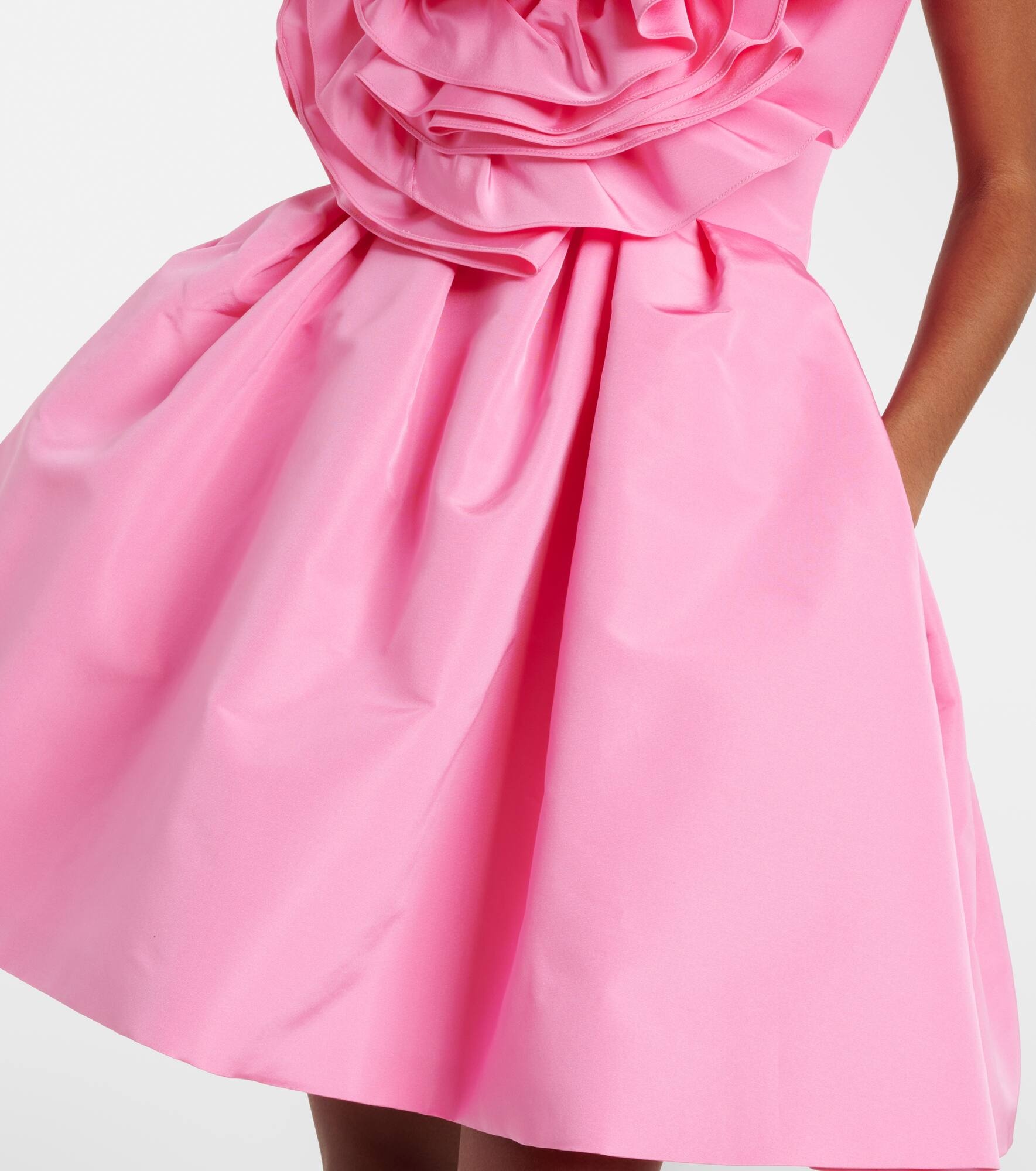 Floral-appliqué silk faille cocktail dress - 5