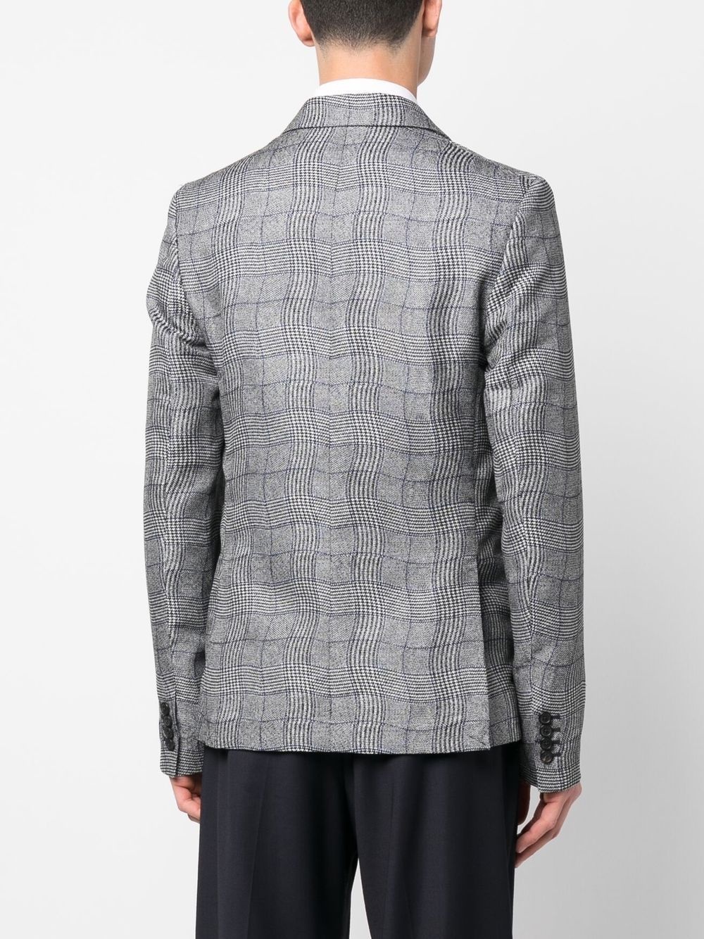 Grey Wavy Check Double Breasted Blazer - 4