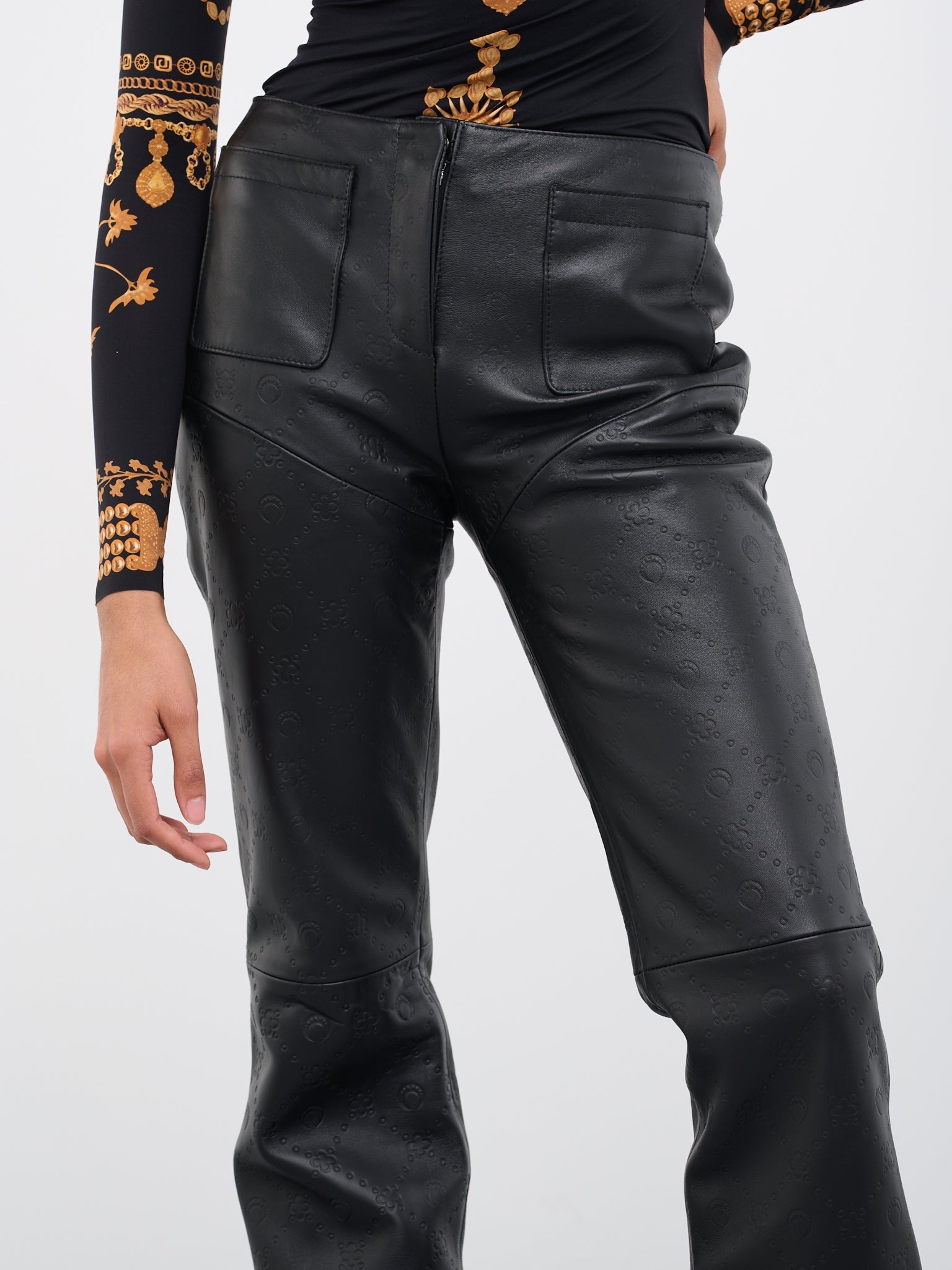 Embossed Leather Trousers - 4