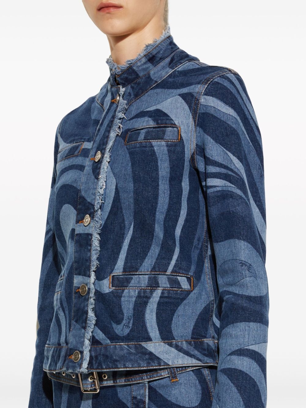 Marmo-print denim jacket - 5