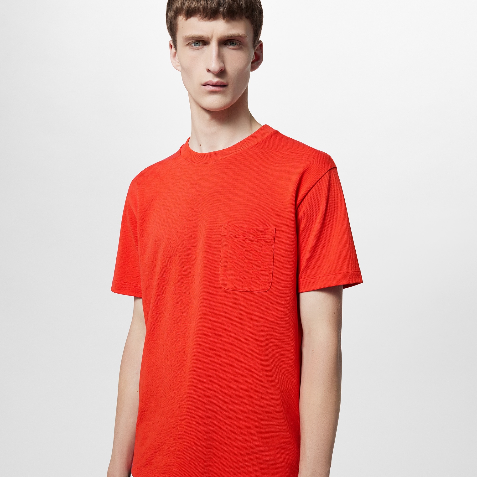 Louis Vuitton Cotton Half Damier Pocket T-Shirt Red. Size XL