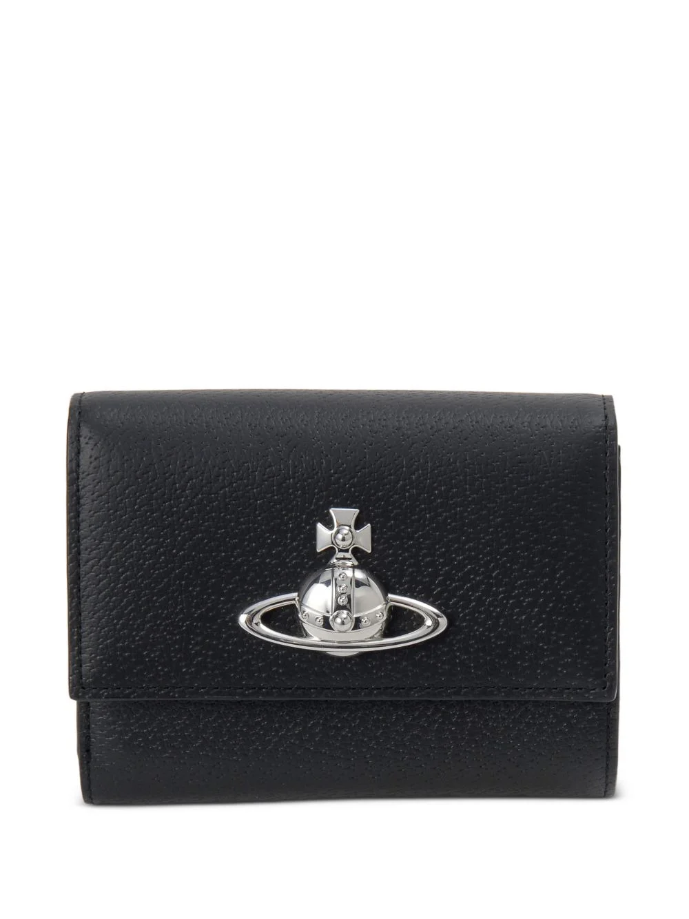 Orb-plaque grained leather wallet - 1
