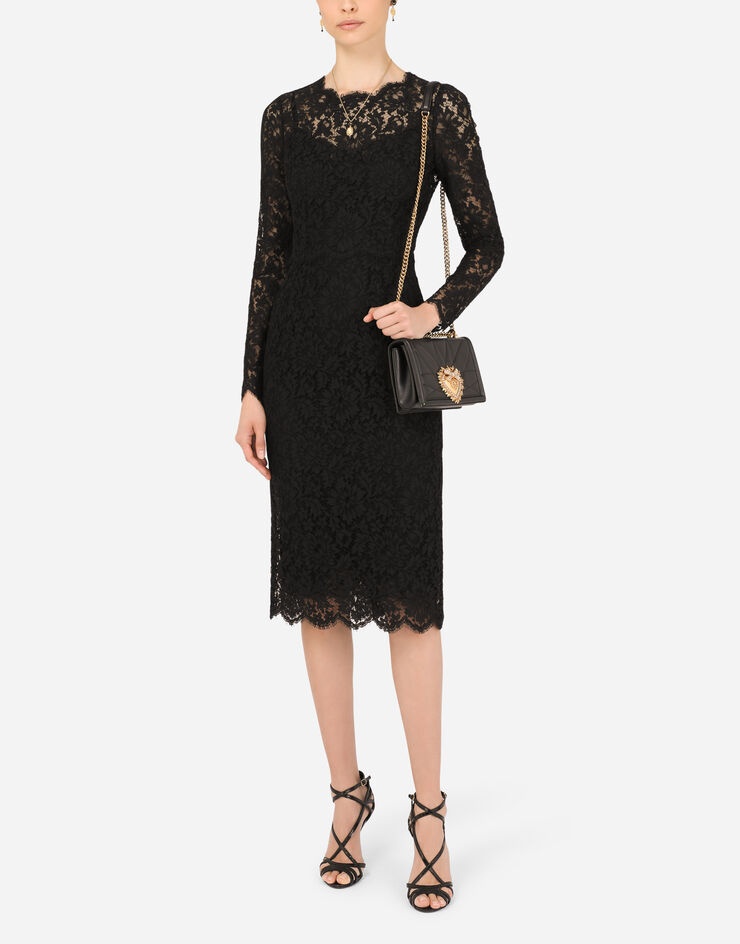 Long-sleeved calf-length dress in cordonetto lace - 6