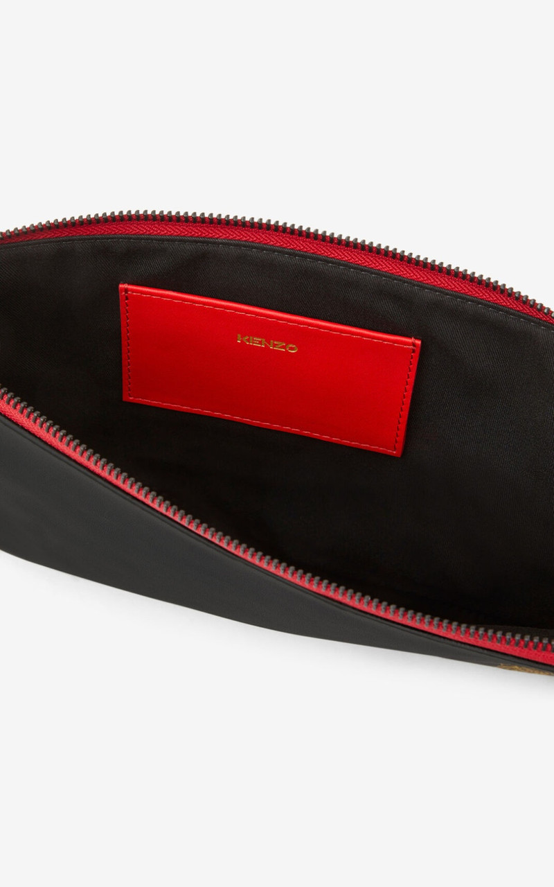 Large Tiger Crest leather clutch 4