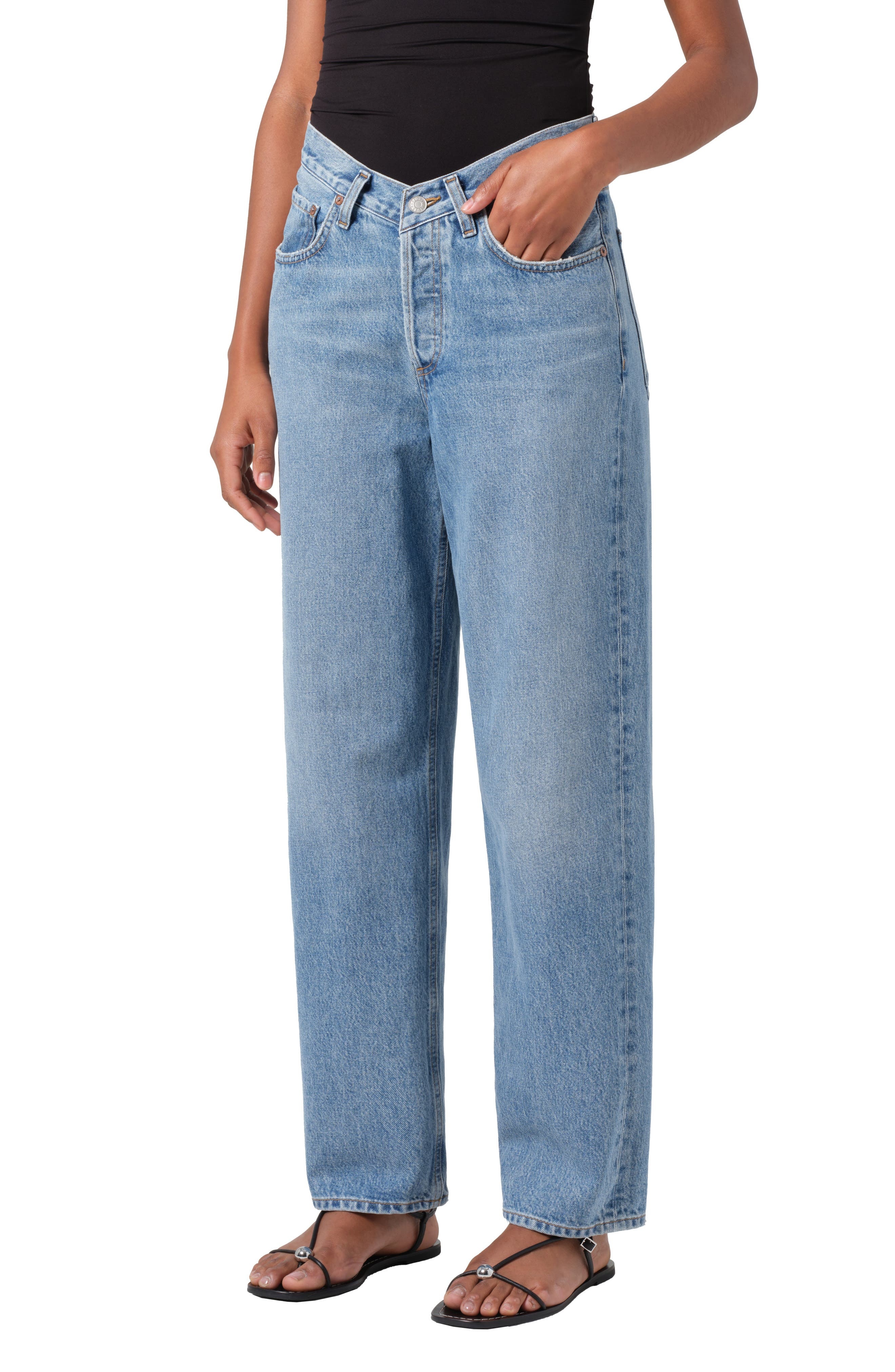 AGOLDE V-Waist Baggy Straight Leg Jeans in Fairway at Nordstrom - 5