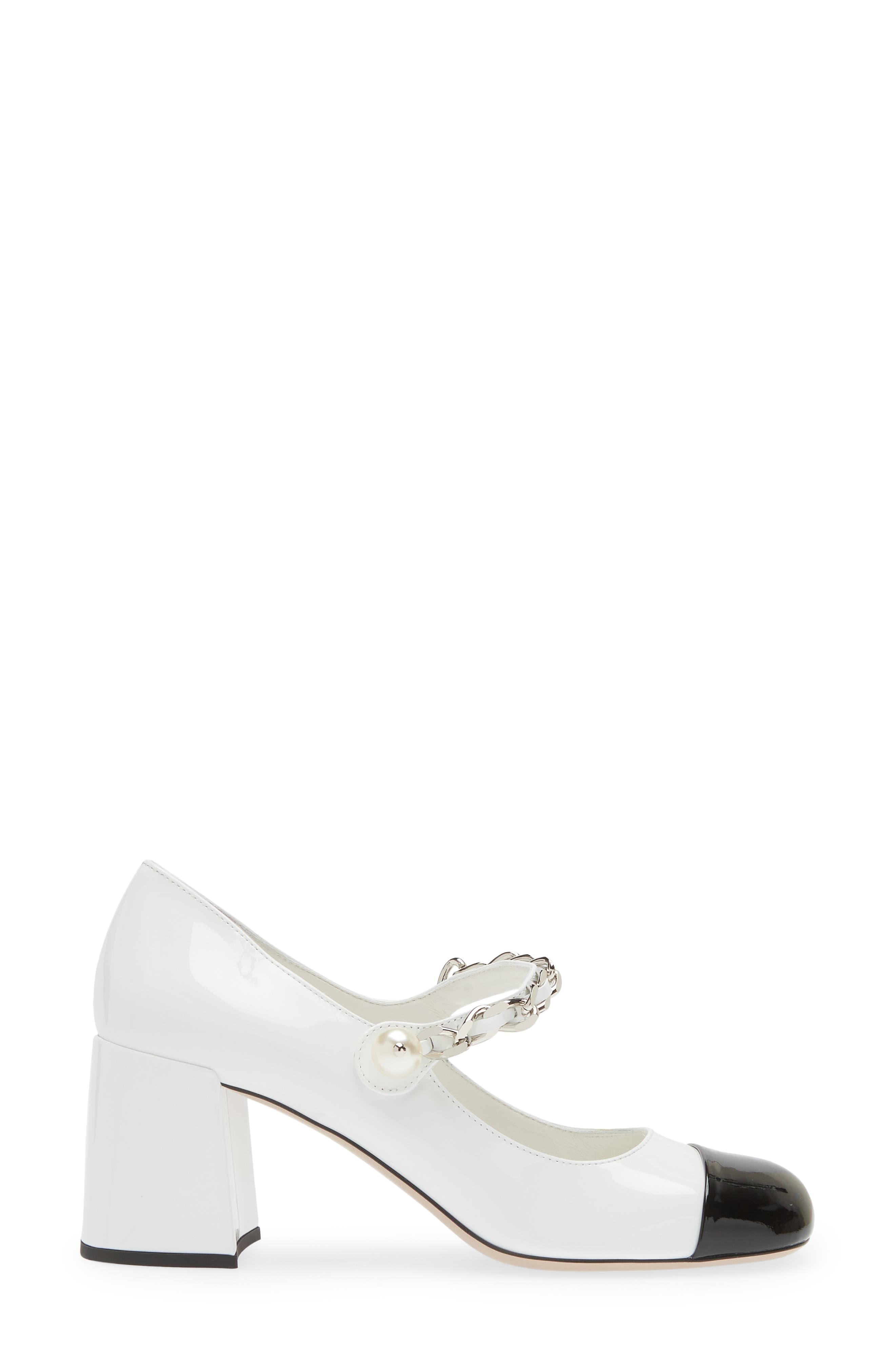 Miu Miu Chain Strap Mary Jane Pump in White/Black at Nordstrom - 3