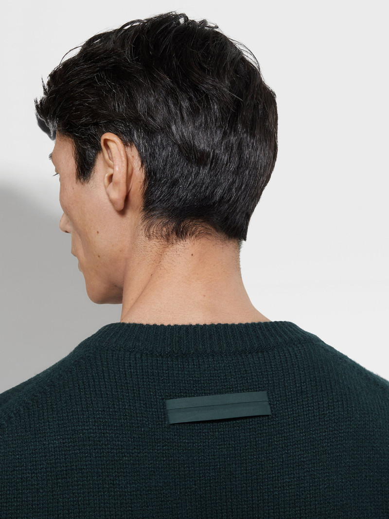ZEGNA DARK GREEN AND BLACK OASI CASHMERE CREWNECK outlook